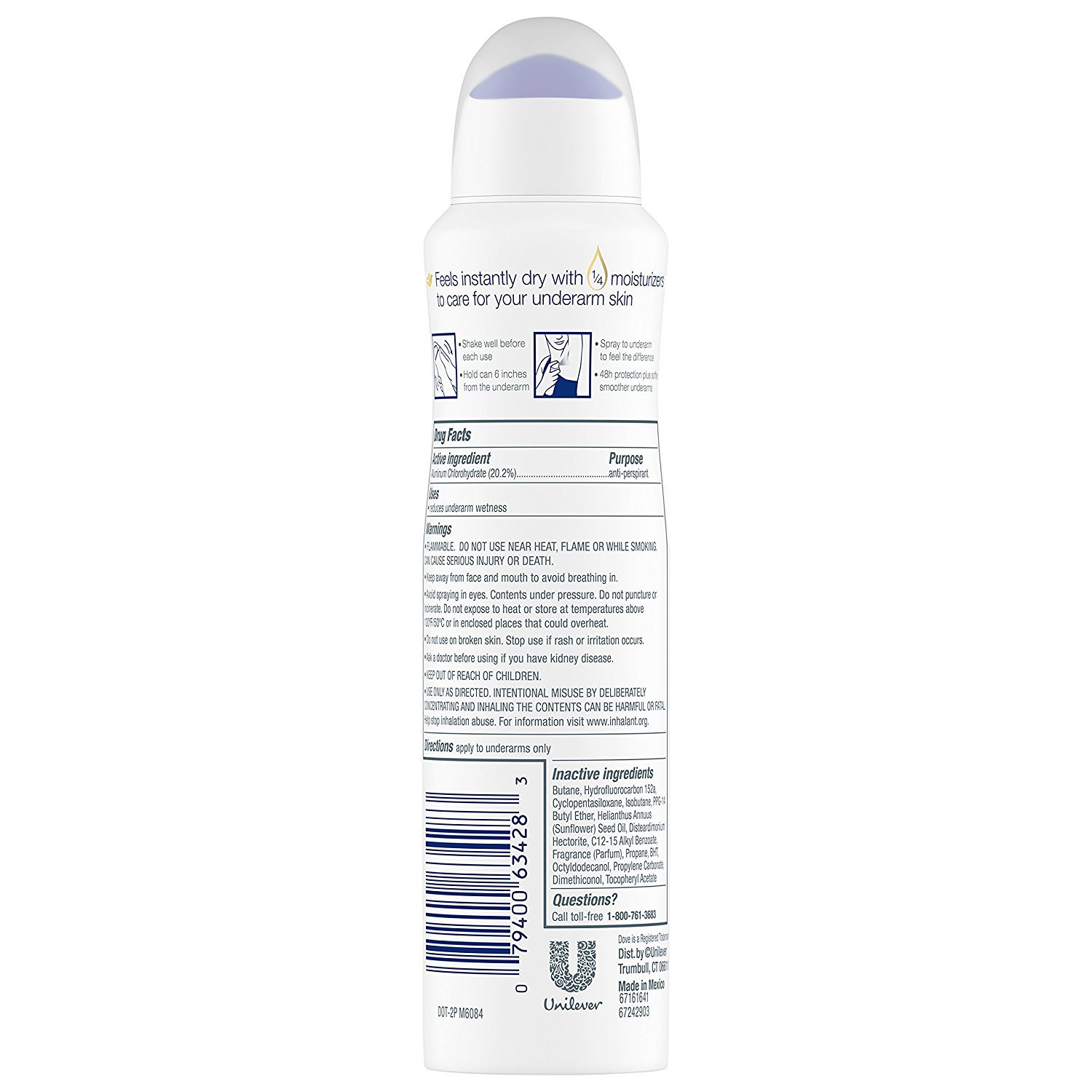 Foto 4 pulgar | Spray Antitranspirante Dove Dry Invisible Sheer Fresh 107 G X 3 - Venta Internacional.