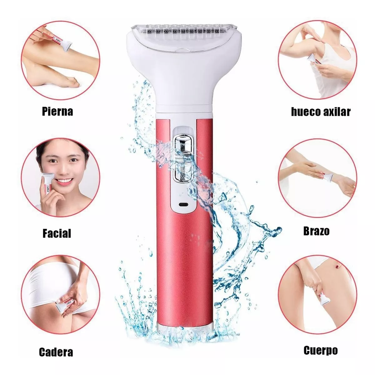 Foto 4 pulgar | Depiladora Facial BELUG color Blanco con Rosa Eléctrica Recargable 5 en 1 para Mujer