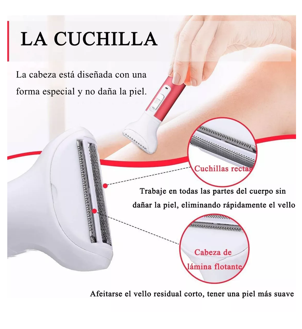 Foto 5 pulgar | Depiladora Facial BELUG color Blanco con Rosa Eléctrica Recargable 5 en 1 para Mujer