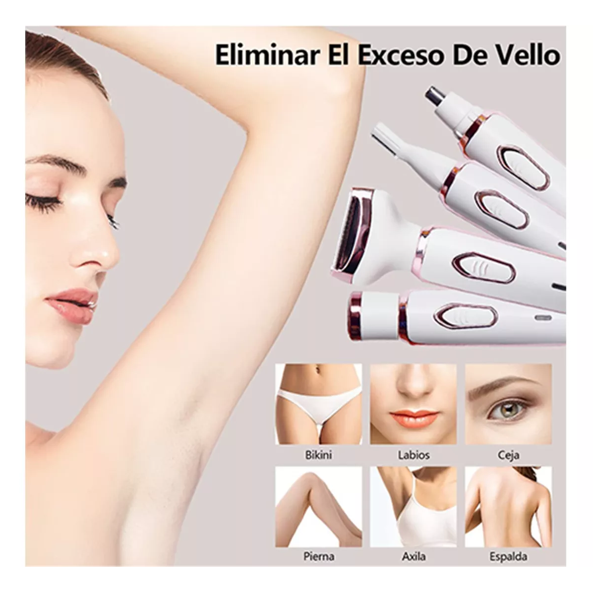 Foto 3 pulgar | Depiladora Eléctrica Recargable Facial para Mujer 4 en 1 Eo Safe Imports Esi-11171 Blanca