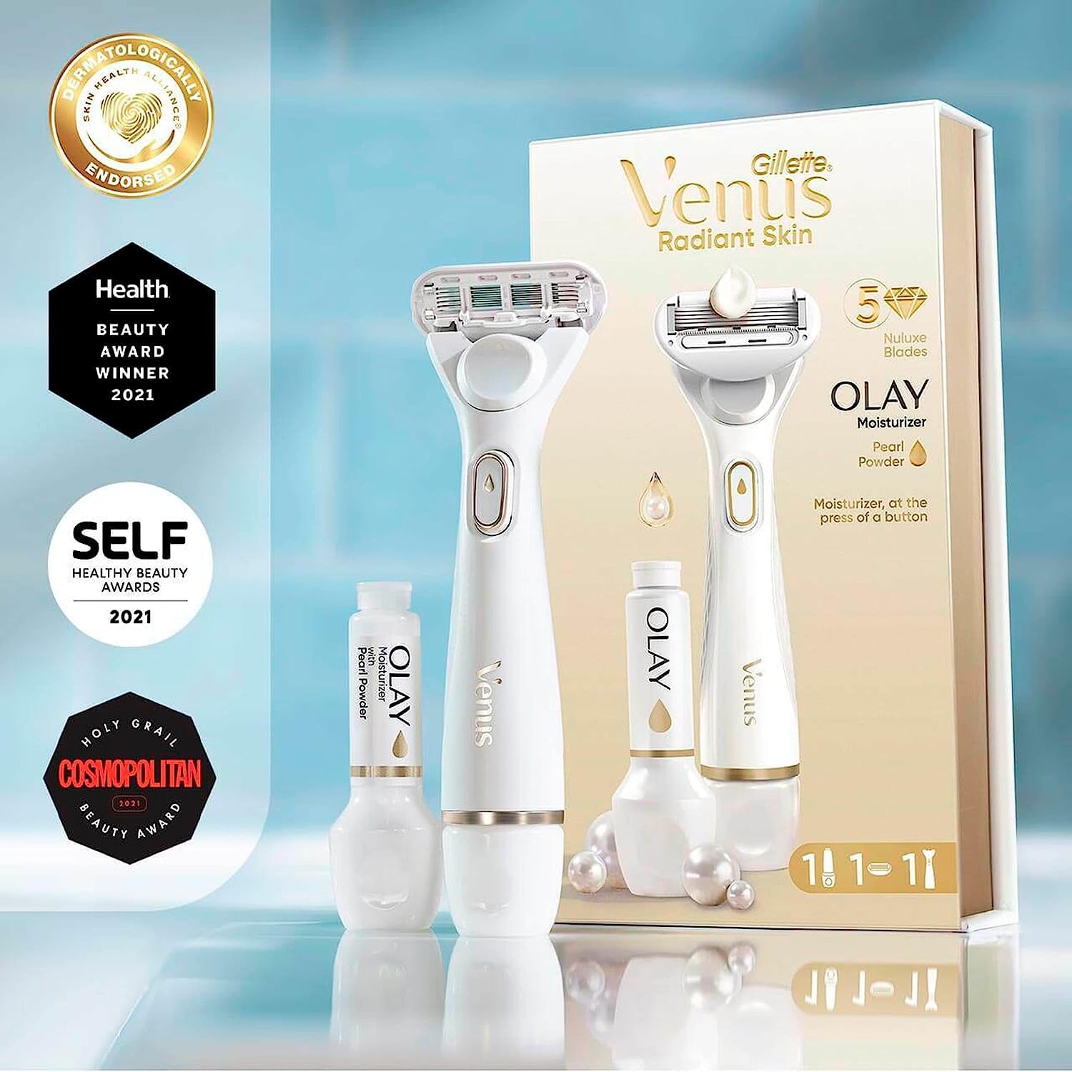 Foto 7 | Recambios De Afeitar Gillette Venus Radiant Skin Pearl Powder Olay, 4 Unidades - Venta Internacional.