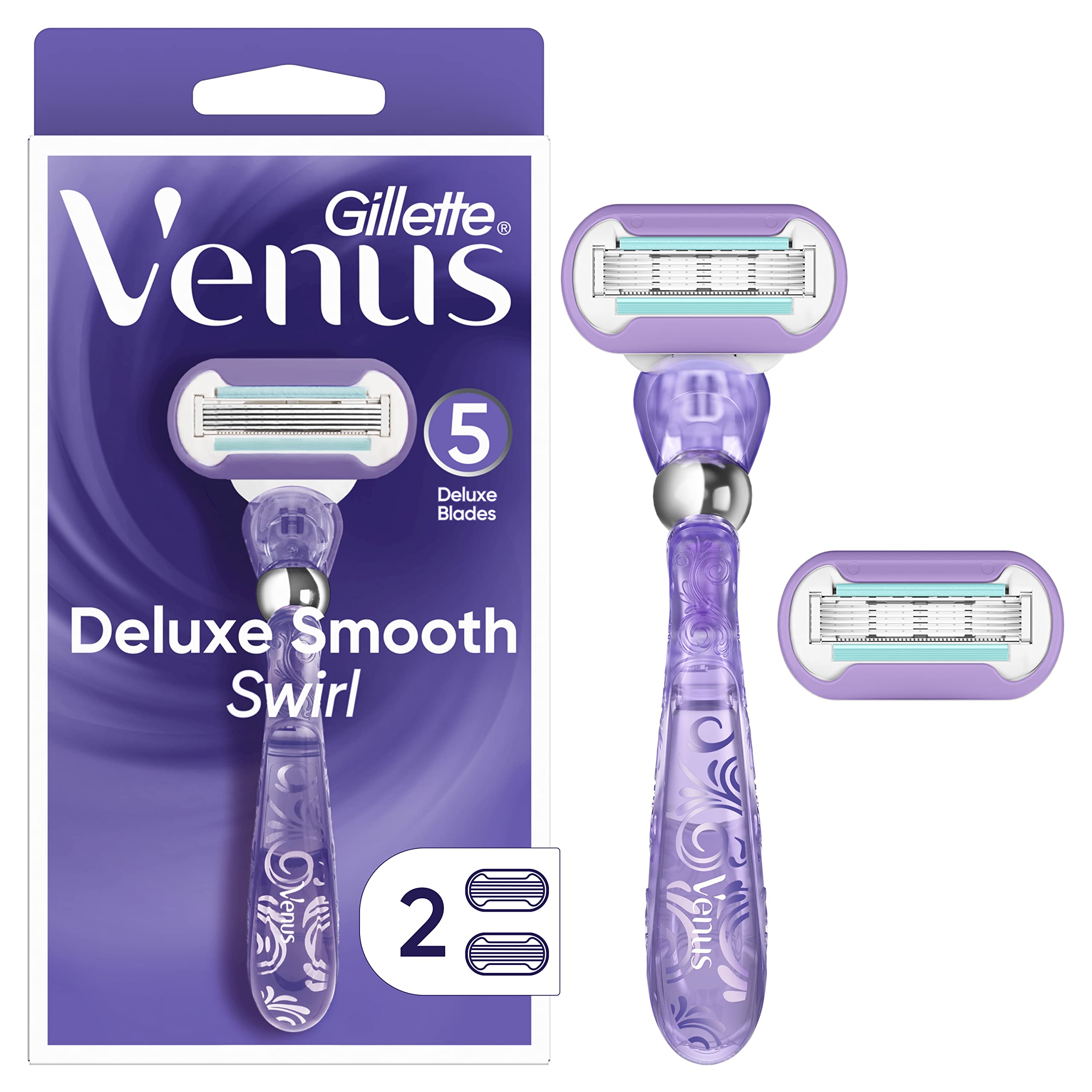 Foto 2 pulgar | Razor Gillette Venus Deluxe Smooth Swirl Con 2 Cuchillas De Repuesto - Venta Internacional.