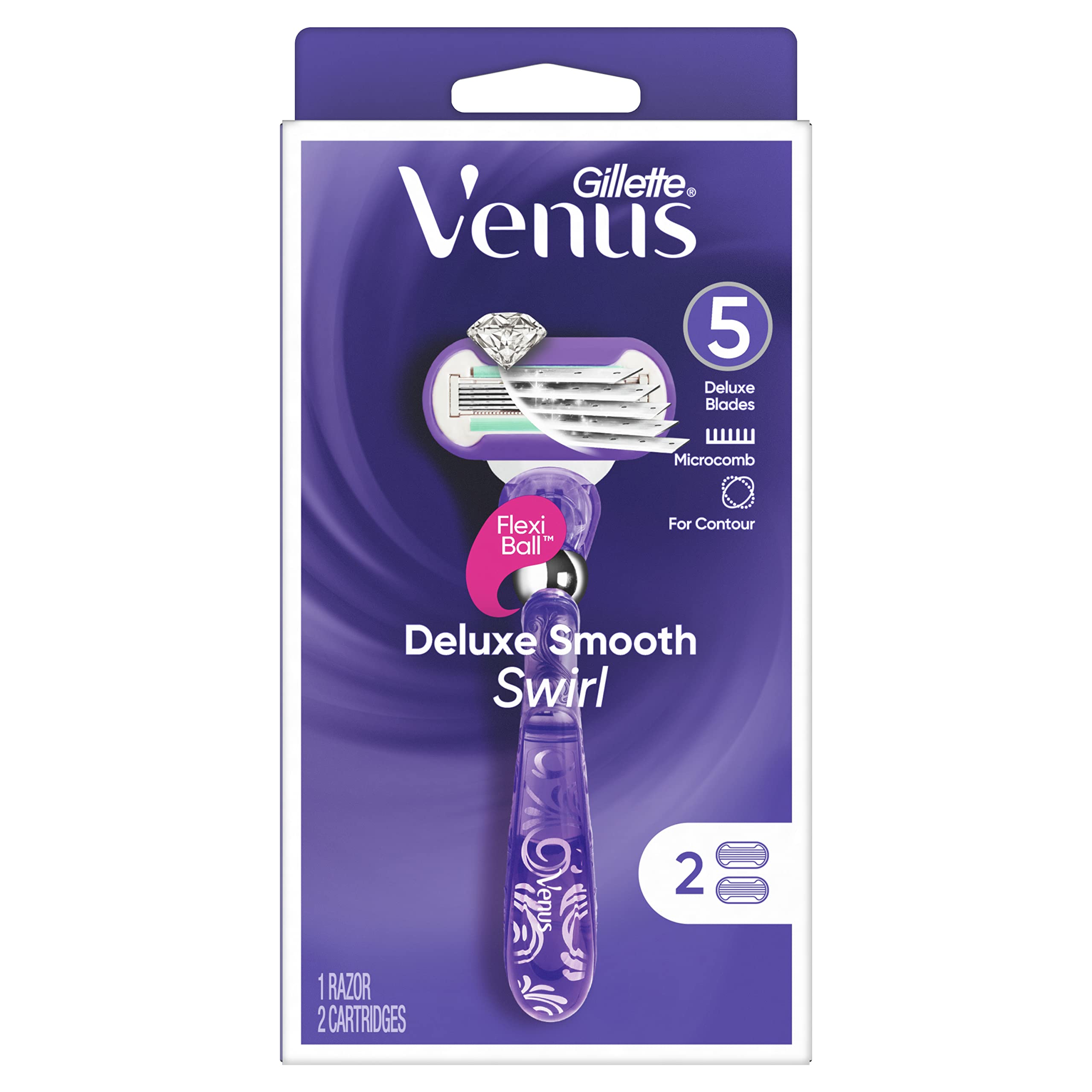 Foto 3 pulgar | Razor Gillette Venus Deluxe Smooth Swirl Con 2 Cuchillas De Repuesto - Venta Internacional.