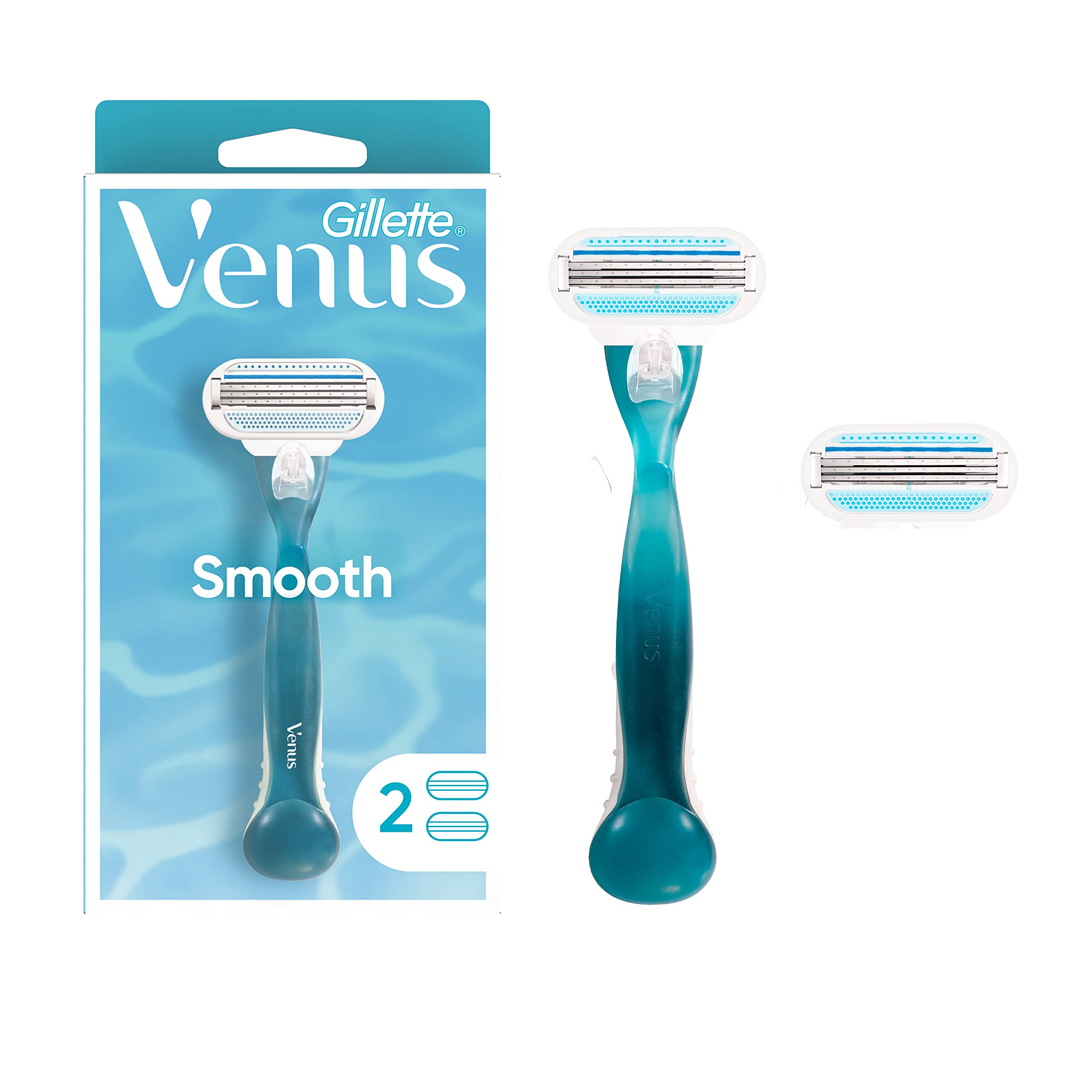 Foto 2 pulgar | Razor Gillette Venus Smooth Para Mujer, 1 Mango Y 2 Recambios - Venta Internacional.