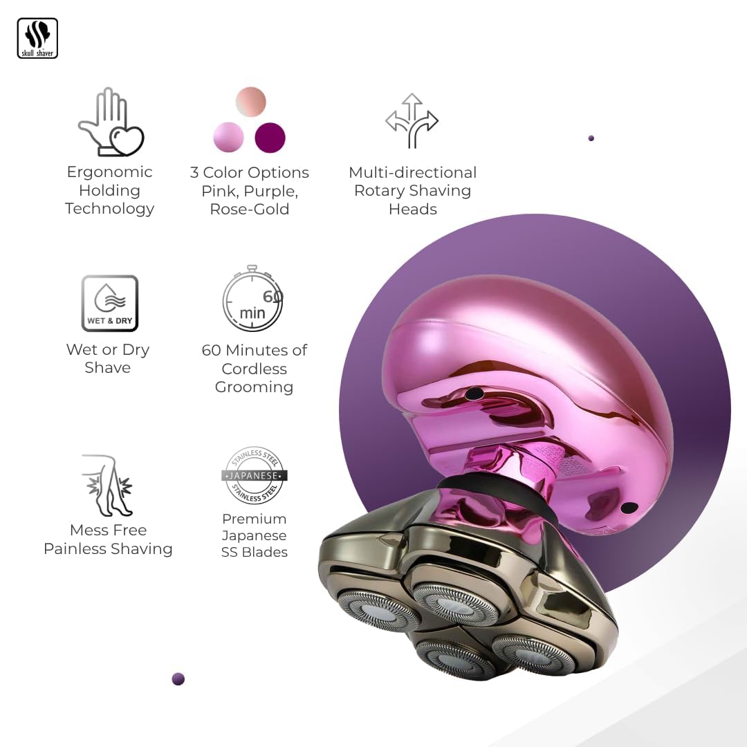 Foto 3 pulgar | Maquinilla de Afeitar Eléctrica Skull Shaver Butterfly Kiss Pro Pink - Venta Internacional