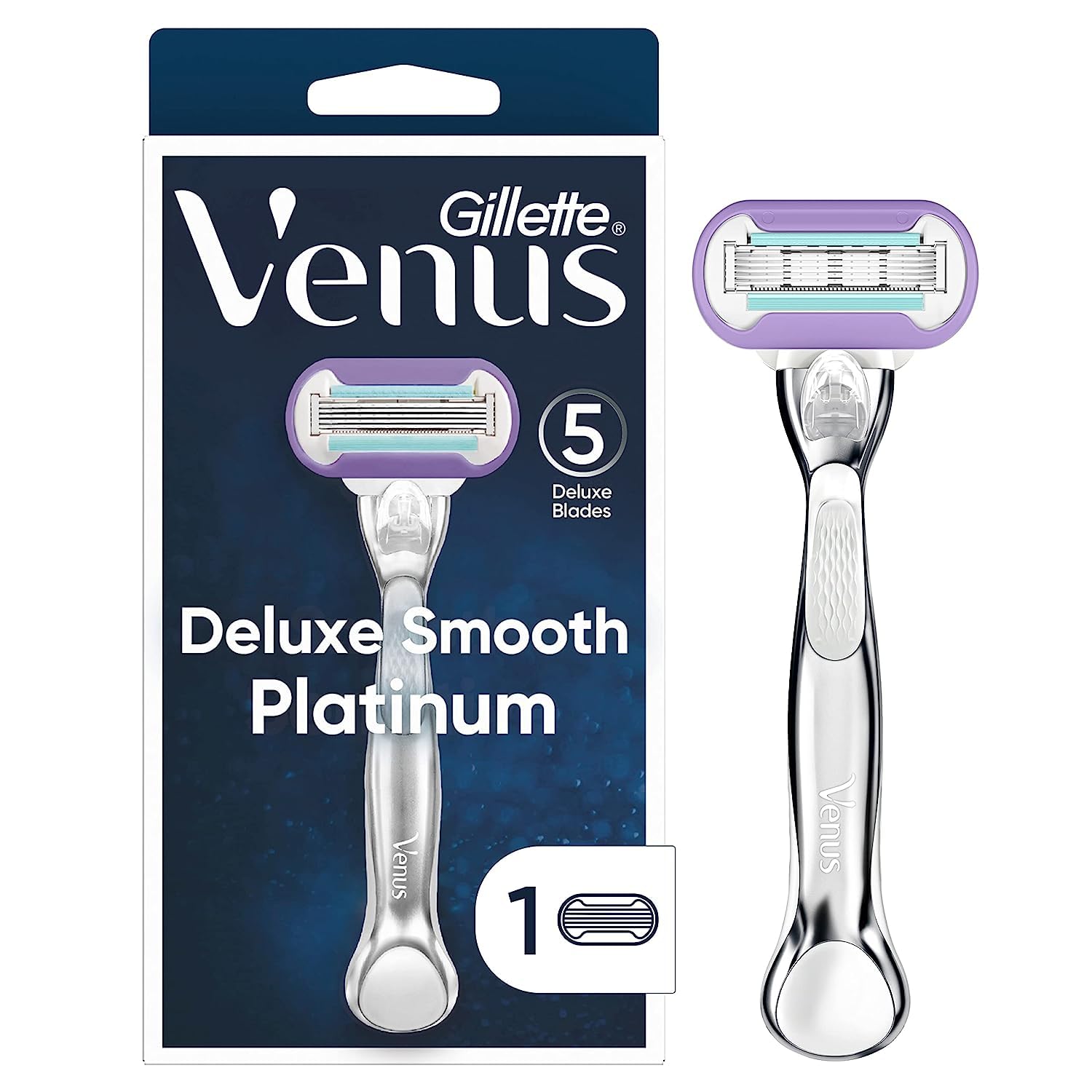 Foto 2 pulgar | Razor Gillette Venus Deluxe Smooth Platinum Con 1 Hoja De Repuesto - Venta Internacional.