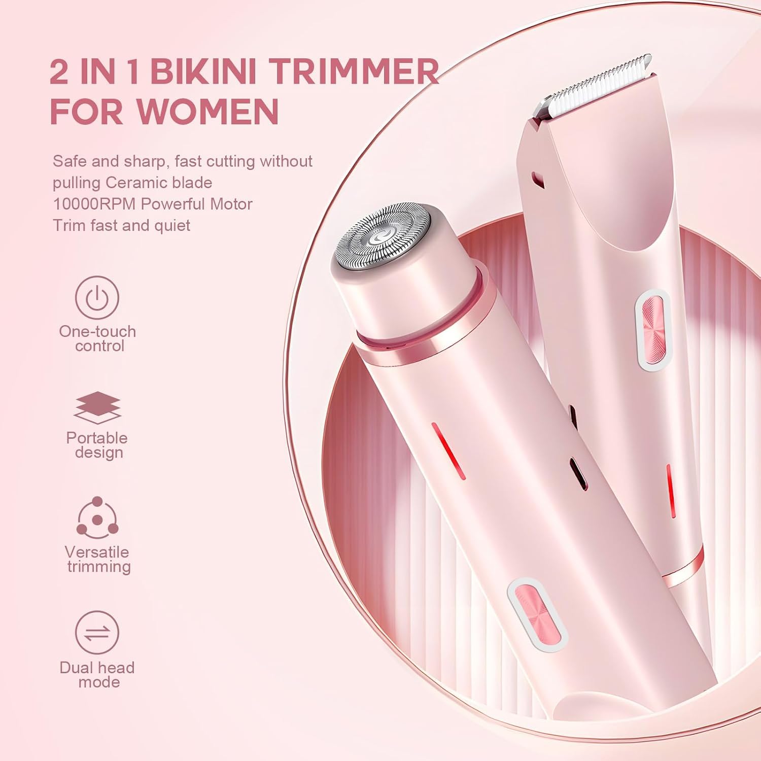 Foto 4 pulgar | Máquina De Afeitar Eléctrica Glow Aura 2 En 1 Para Depilación Seca Y Húmeda, Color Rosa - Venta Internacional.