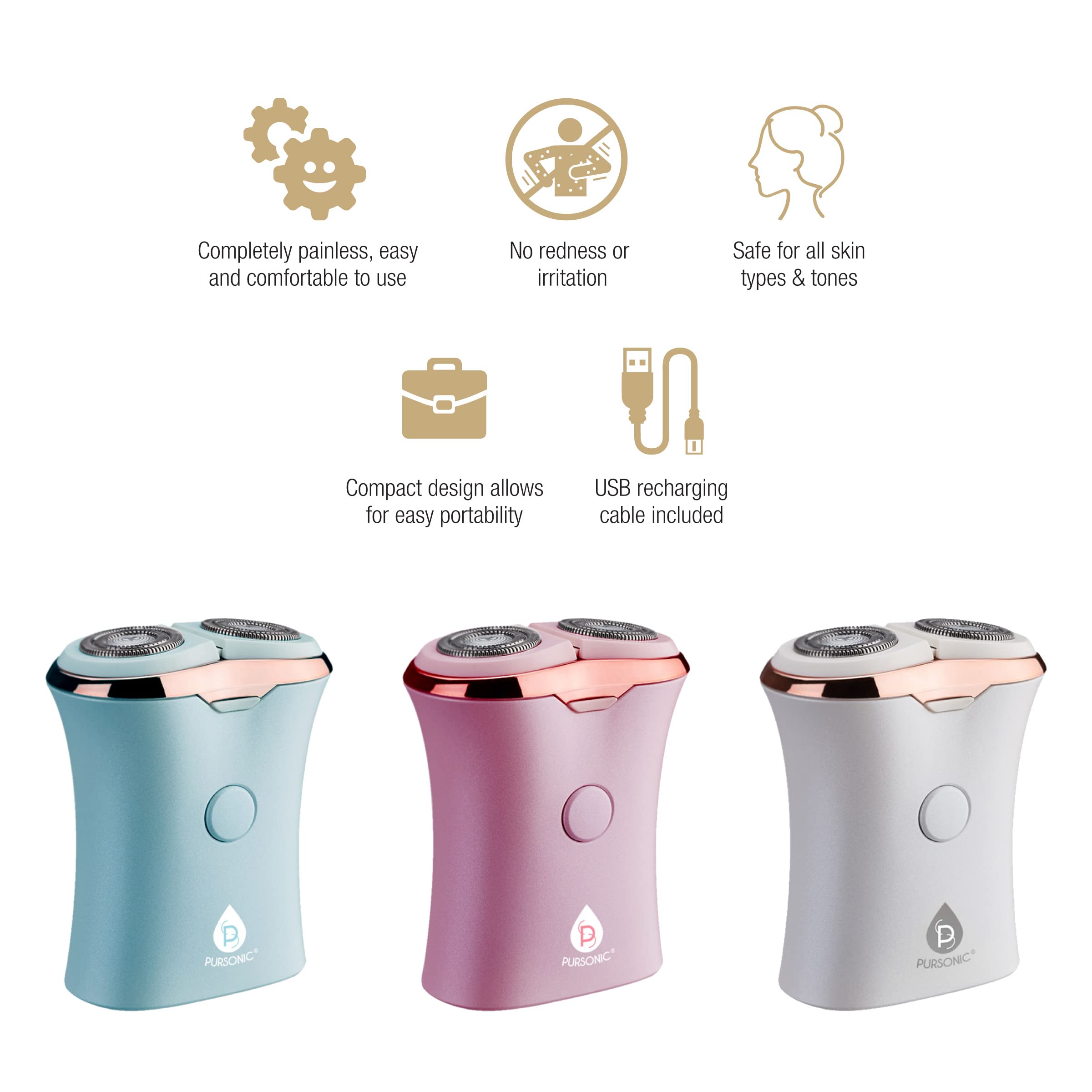 Foto 4 pulgar | Afeitadora Eléctrica Pursonic Usb Recargable Para Mujer, Color Blanco - Venta Internacional.