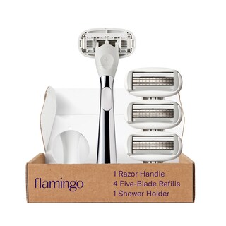 Foto 1 | Set De Maquinillas De Afeitar Flamingo Para Mujer Con 1 Mango, 4 Recambios Y Soporte - Venta Internacional.