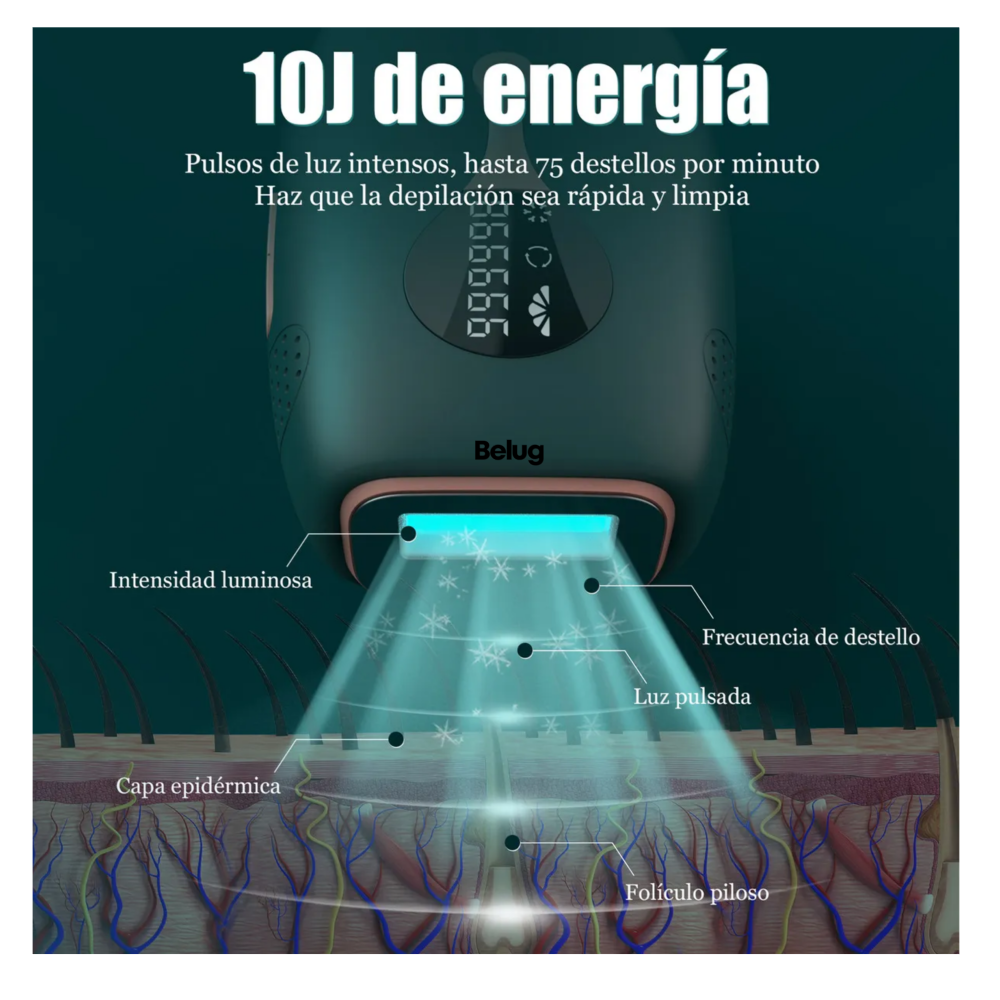 Foto 5 | Depiladora Láser Corporal Modo Frio Color Verde Fuerte 127v, Belug