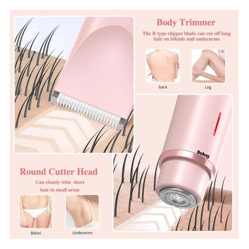 Foto 3 pulgar | Depiladora De Bikini Para Mujer Eléctrica Doble Cabeza 2in1 Belug  Rosa