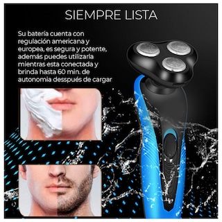 Foto 4 | Maquina De Afeitar Barba Eléctrica 3 En 1 Recargable Color Azul