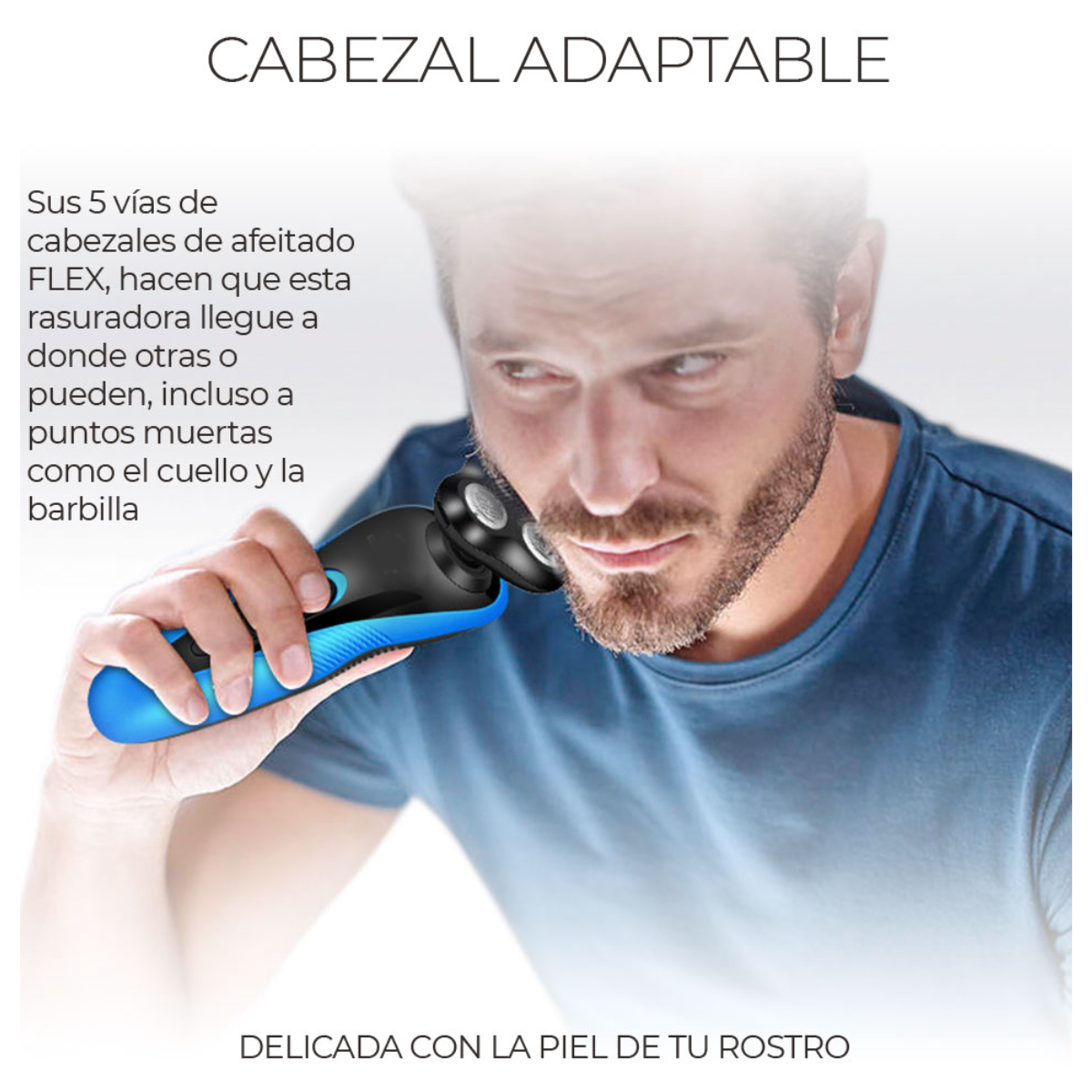 Foto 7 pulgar | Maquina De Afeitar Barba Eléctrica 3 En 1 Recargable Color Azul