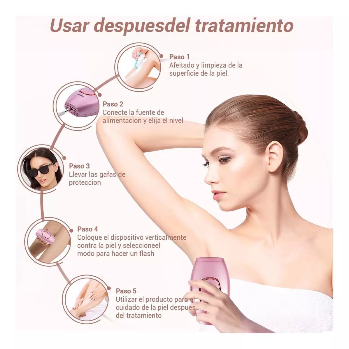 Foto 4 pulgar | Depiladora Láser Permanente de Luz Pulsada Lpl Rosa Sin Dolor