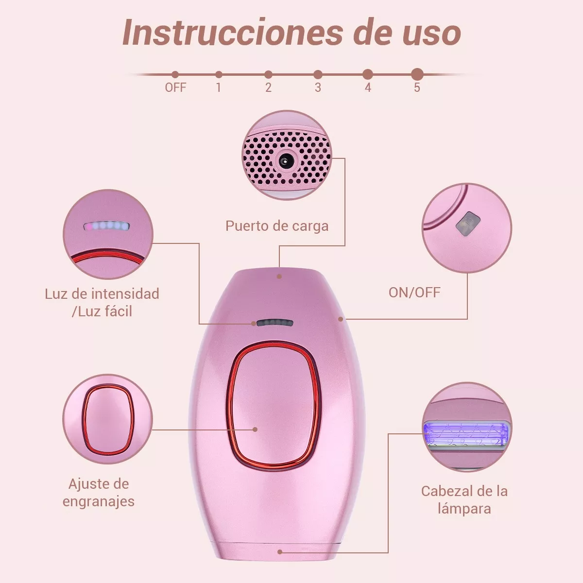 Foto 5 pulgar | Depiladora Láser Permanente de Luz Pulsada Lpl Rosa Sin Dolor