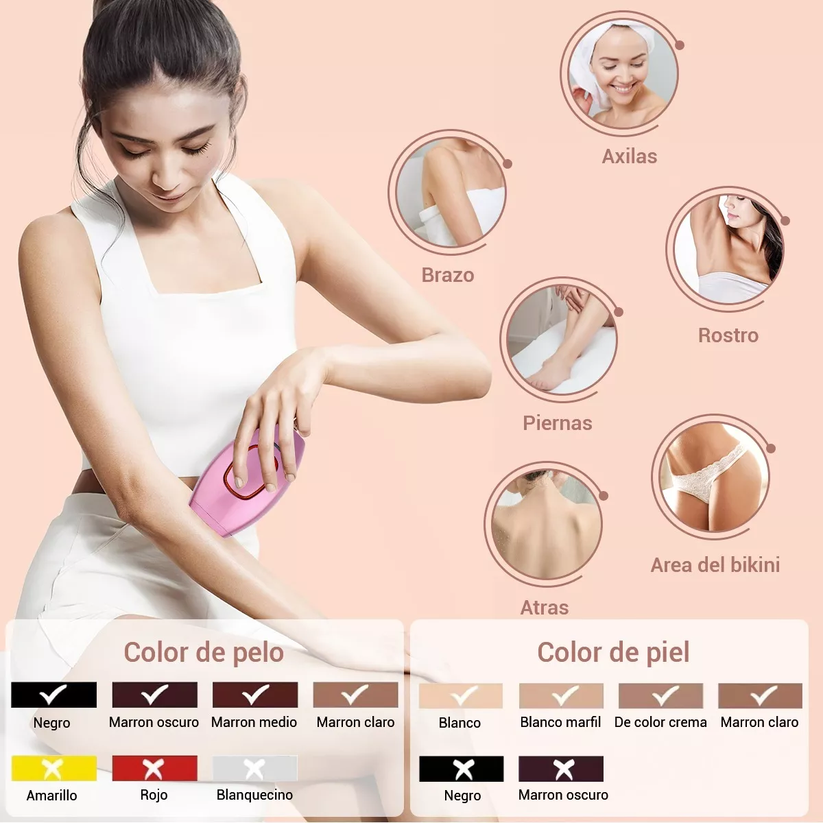 Foto 5 | Depiladora Láser Permanente de Luz Pulsada Lpl Rosa Sin Dolor