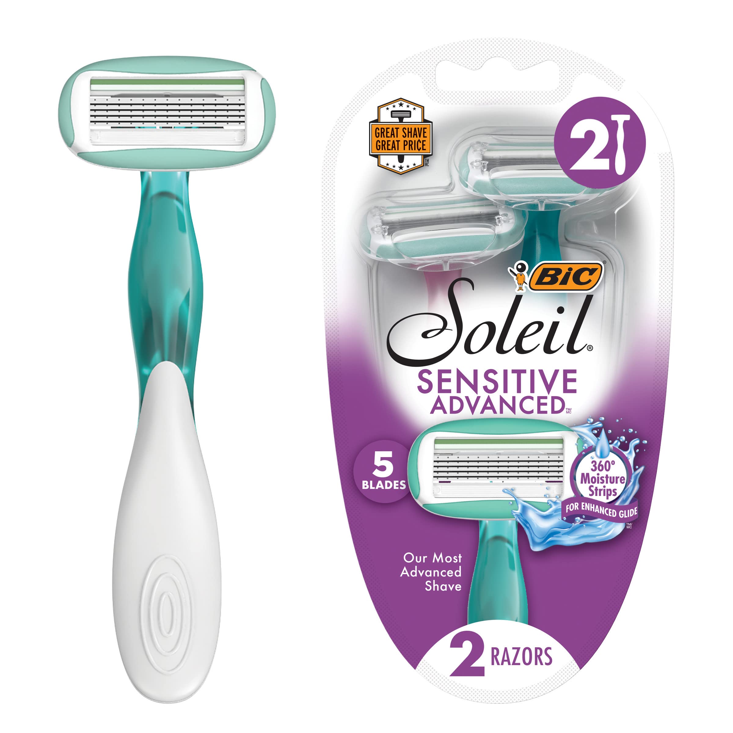 Foto 1 | Maquinillas De Afeitar Desechables Bic Soleil Sensitive Advanced Para Mujer, 2 Unidades - Venta Internacional.