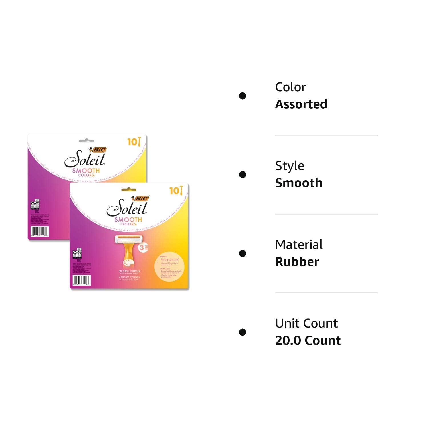 Foto 8 pulgar | Maquinillas De Afeitar Desechables Bic Soleil Smooth Colors Para Mujer, 20 Unidades - Venta Internacional.