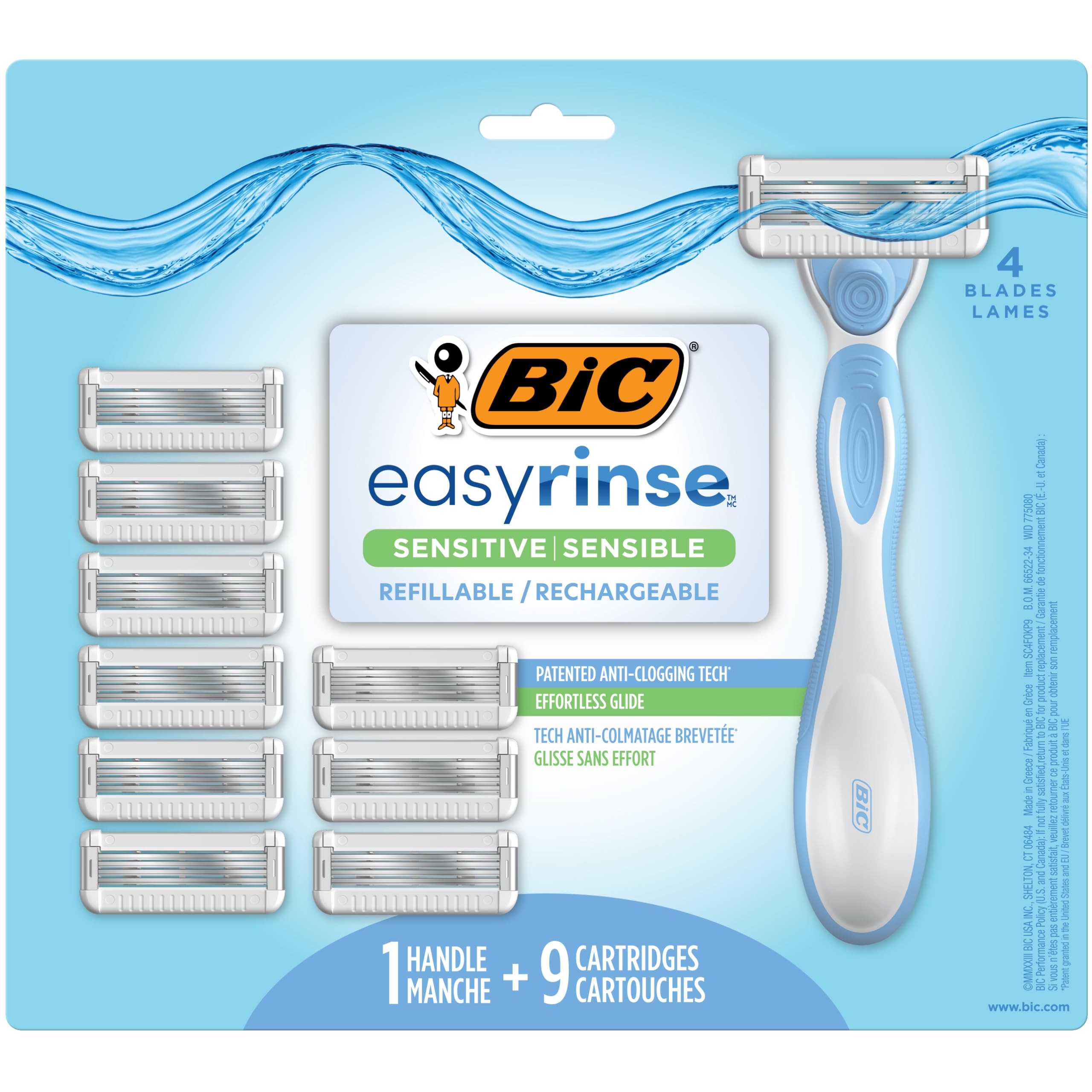 Maquinilla De Afeitar Bic Easyrinse Sensitive Anti-obstrucción Para Mujer - Venta Internacional.