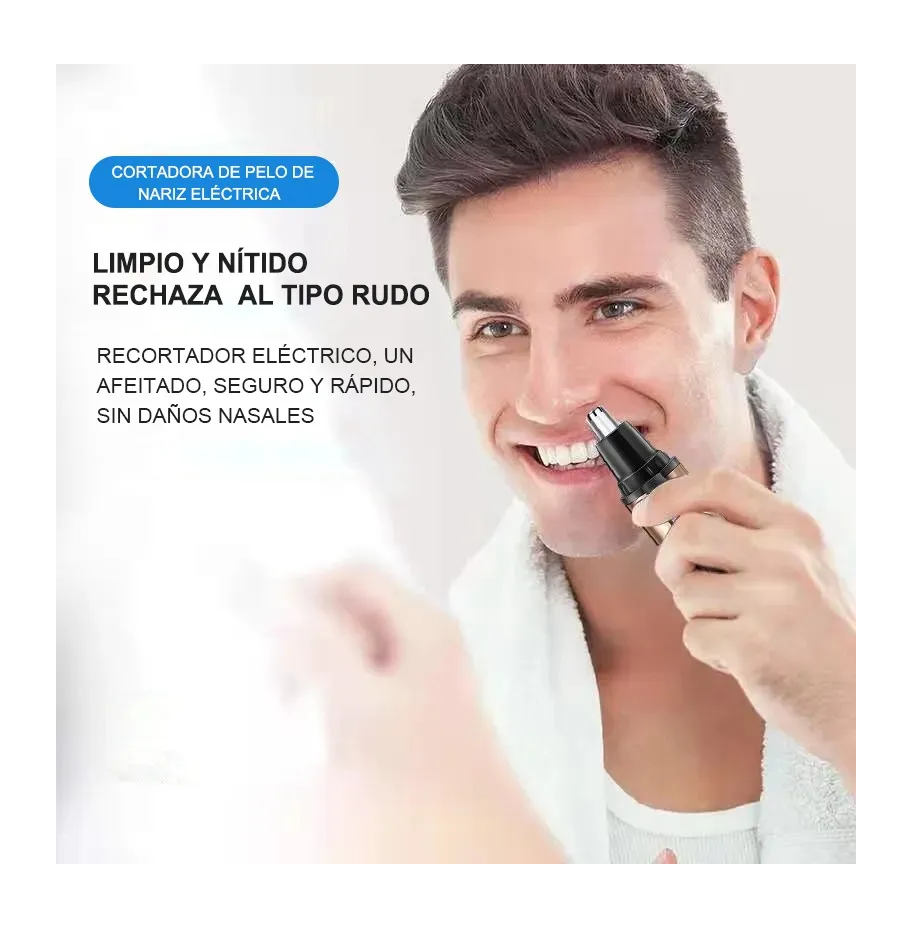 Foto 5 pulgar | Recortador Eléctrico Y Recargable De Vello De Nariz Y Orejas Dorado Negro