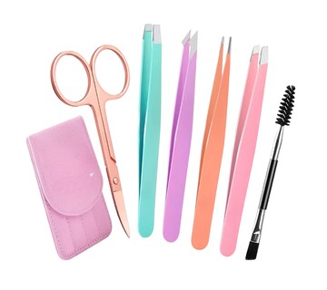 Foto 1 | Kit 6pzs Pinzas Xtellar Para Cejas Profesionales Con Tijera Curvadas