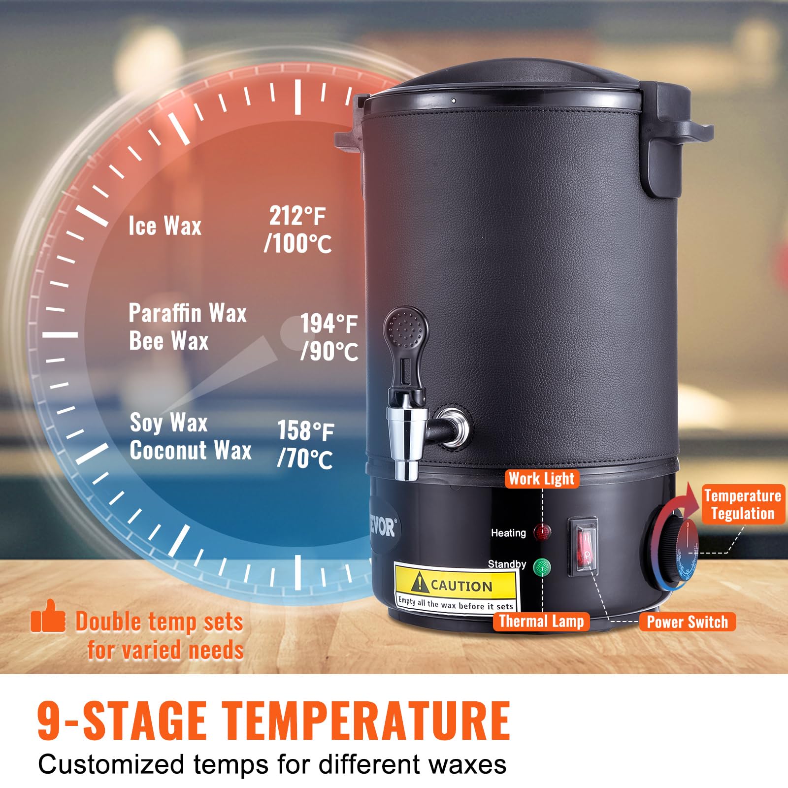 Foto 6 pulgar | Fundidor De Cera Vevor Eléctrico De 6,5 Litros, Gran Capacidad, Temperatura De 9 Niveles - Venta Internacional.