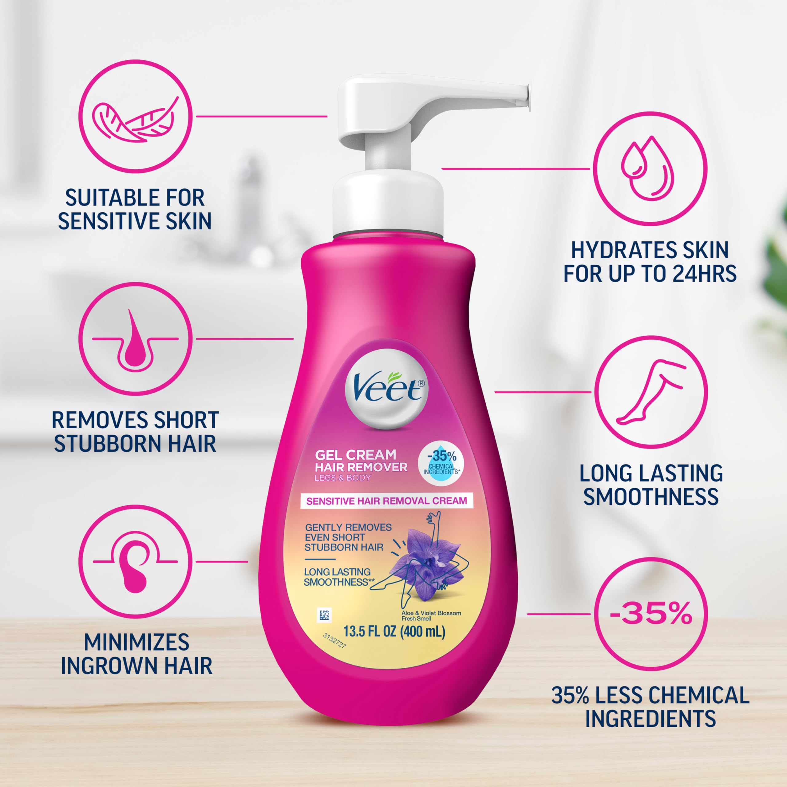 Foto 3 | Depiladora Veet Gel Crema Depilatoria Sensitive 400 Ml - Venta Internacional.