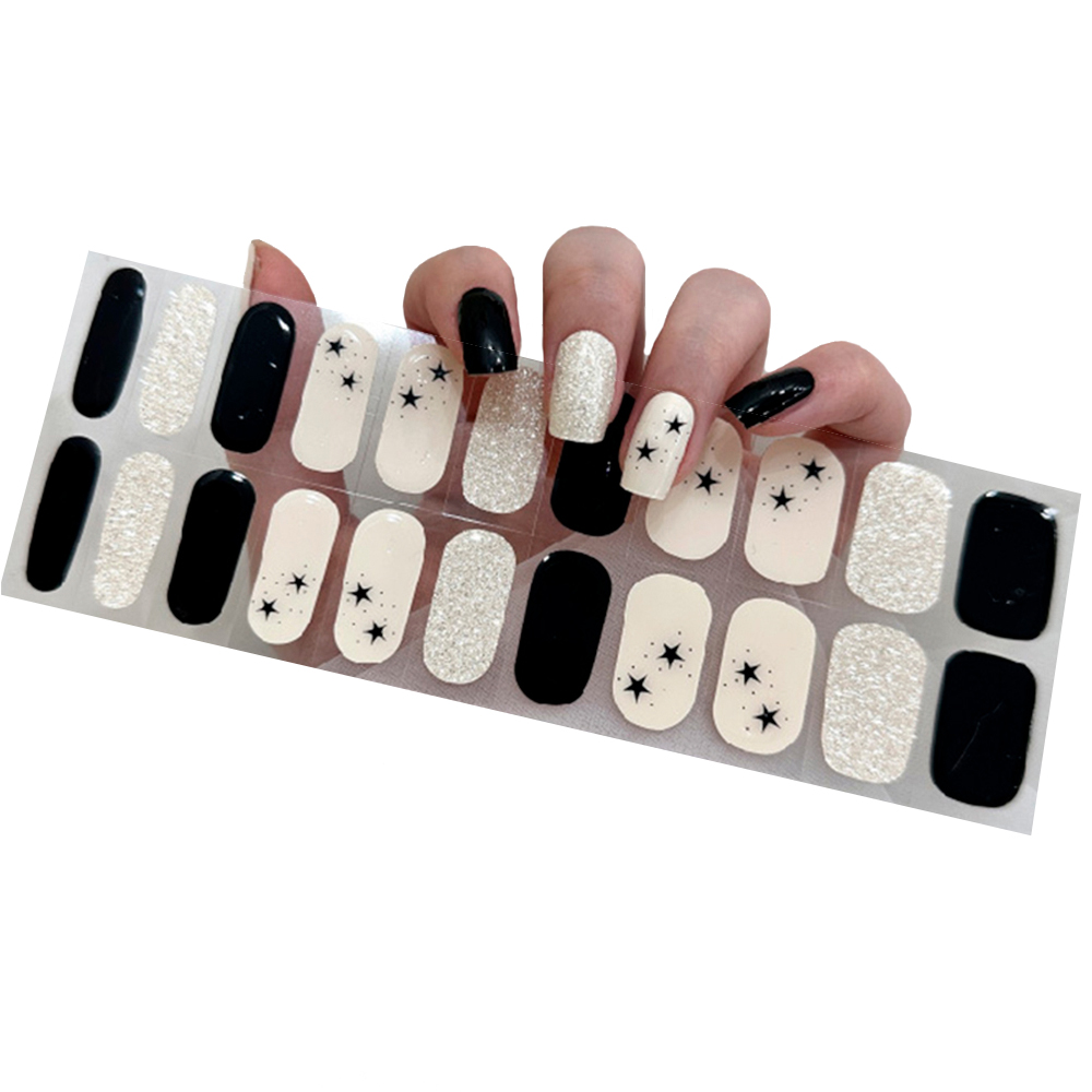 Uñas Semicuradas Uv Color Black & White