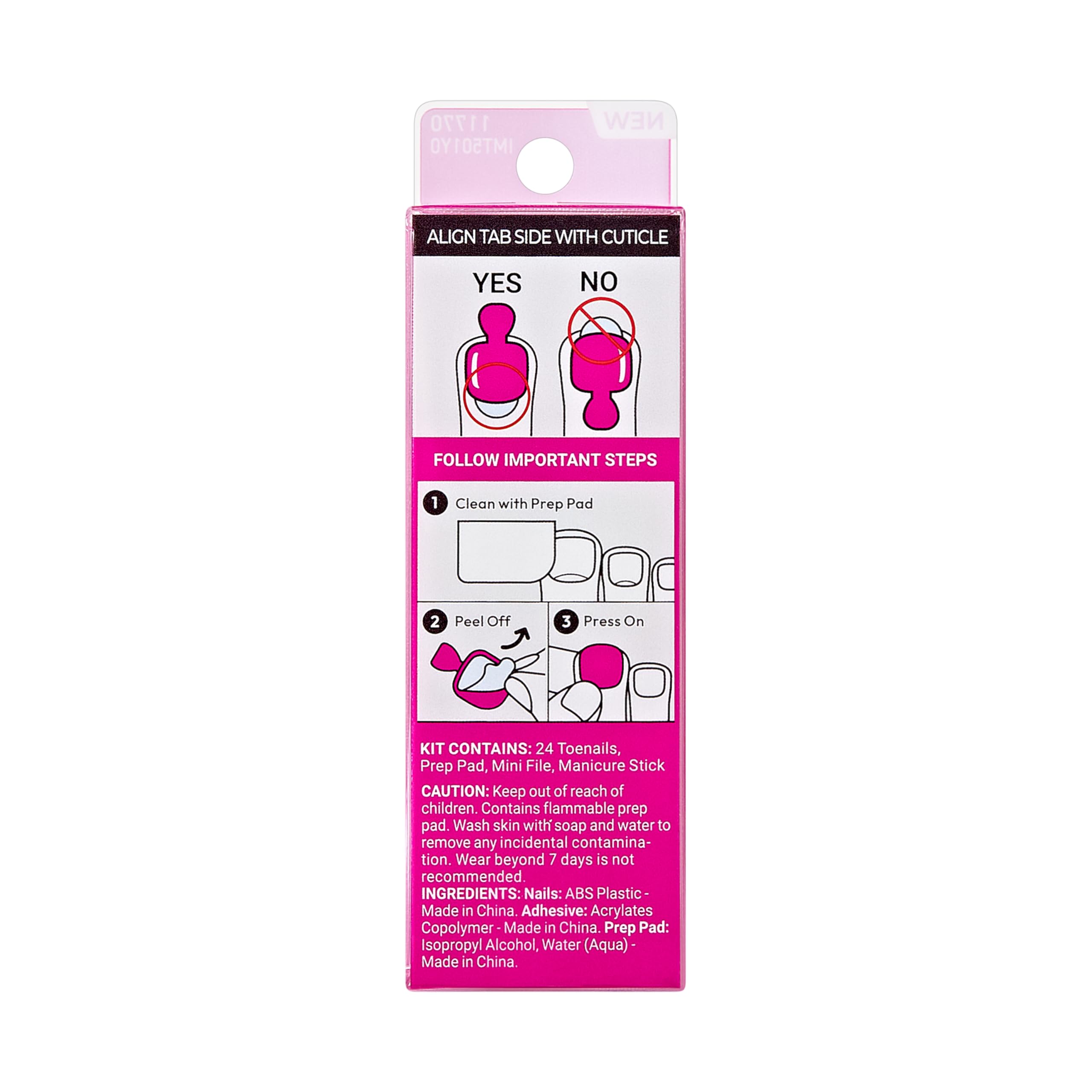 Foto 7 pulgar | Presiona Las Uñas De Los Pies Kiss Impress No Glue Mani Hot Pink X30 - Venta Internacional.