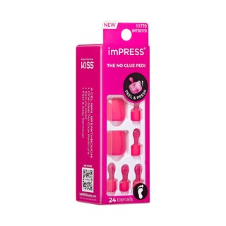 Foto 7 | Presiona Las Uñas De Los Pies Kiss Impress No Glue Mani Hot Pink X30 - Venta Internacional.