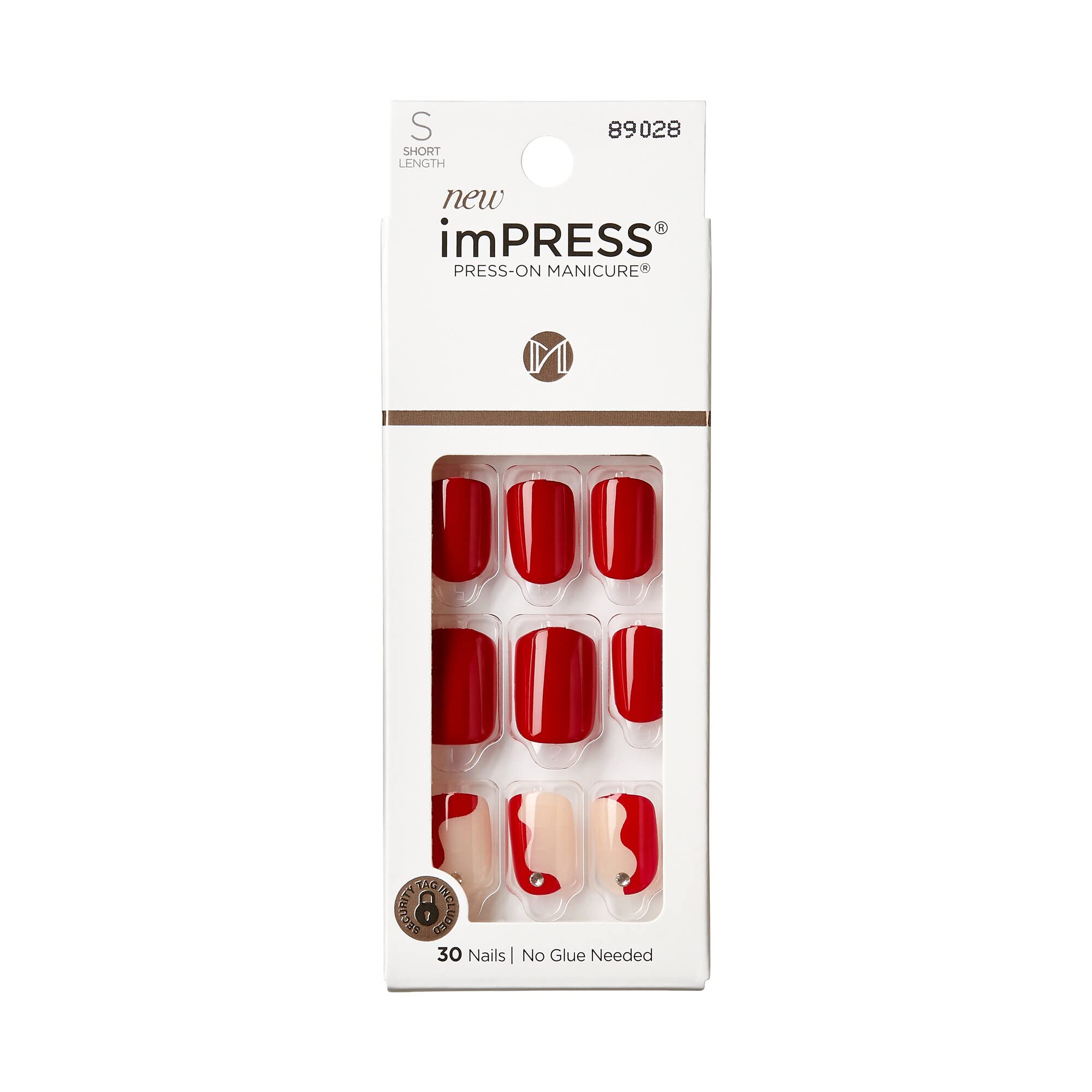 Foto 2 pulgar | Pantalón Corto Rojo «adore You» De Kiss Impress No Glue Con Estampado Press On Nails - Venta Internacional.