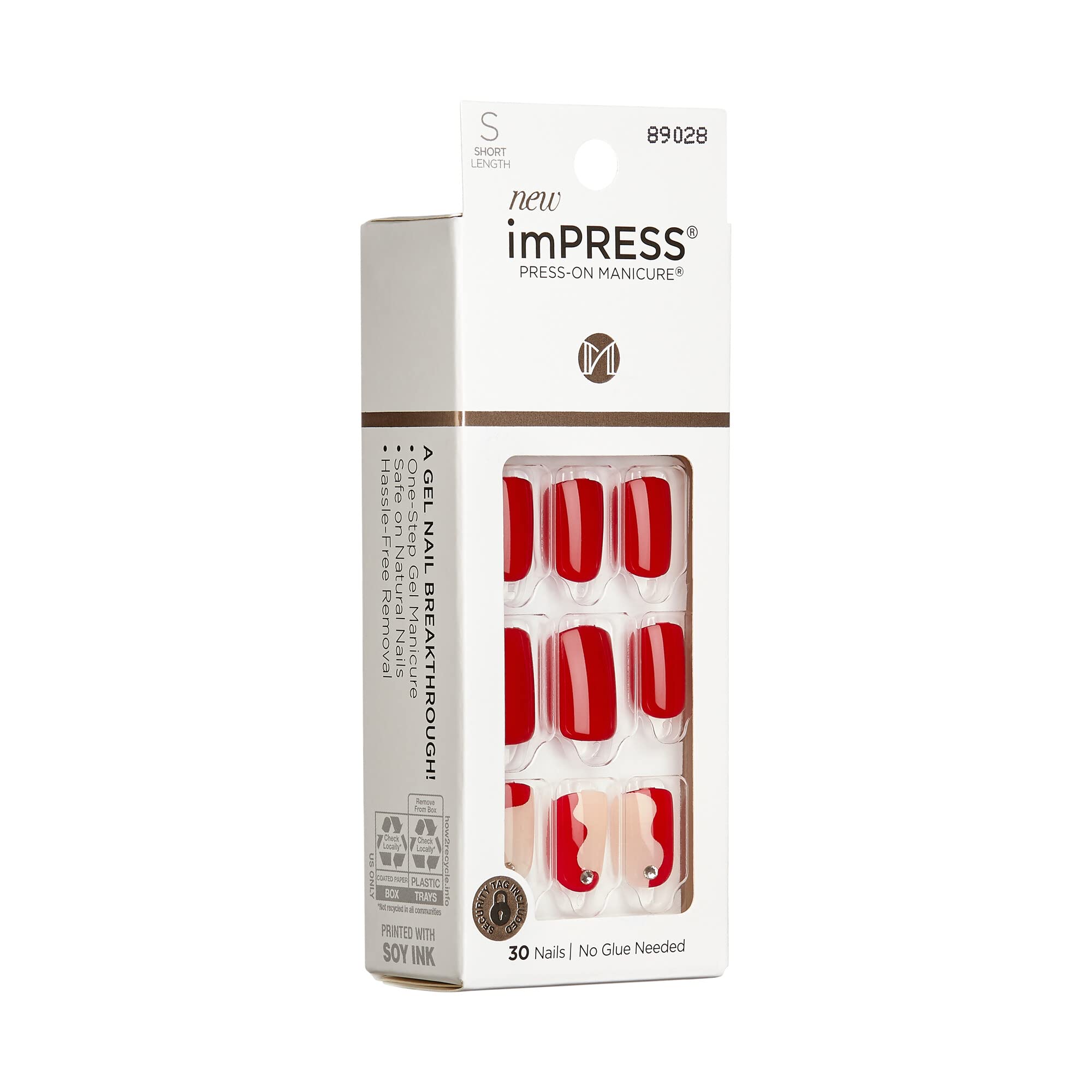 Foto 2 | Pantalón Corto Rojo «adore You» De Kiss Impress No Glue Con Estampado Press On Nails - Venta Internacional.