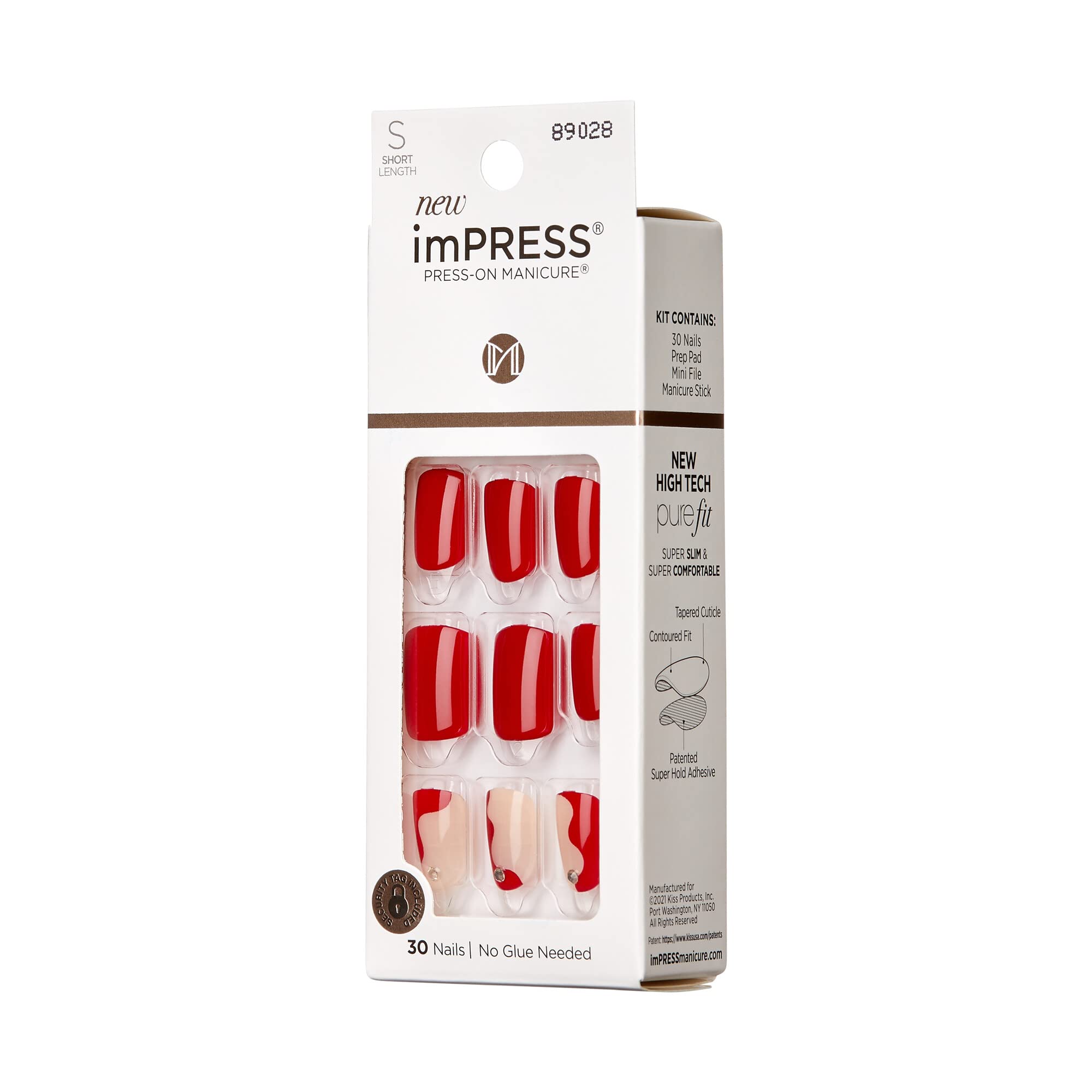 Foto 4 pulgar | Pantalón Corto Rojo «adore You» De Kiss Impress No Glue Con Estampado Press On Nails - Venta Internacional.