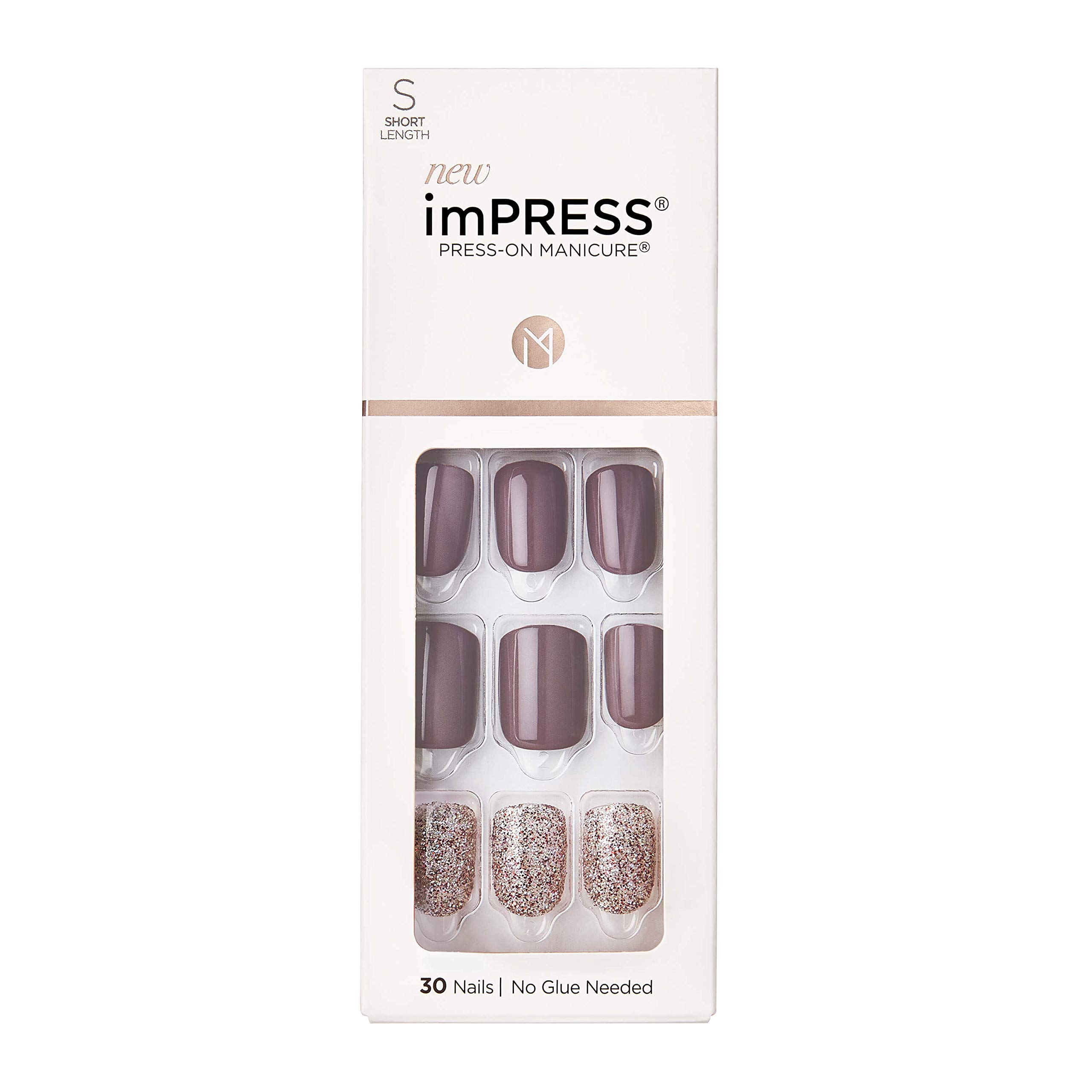 Foto 1 | Press On Nails Impress Flawless Gray Short Squoval 30 Uñas - Venta Internacional.