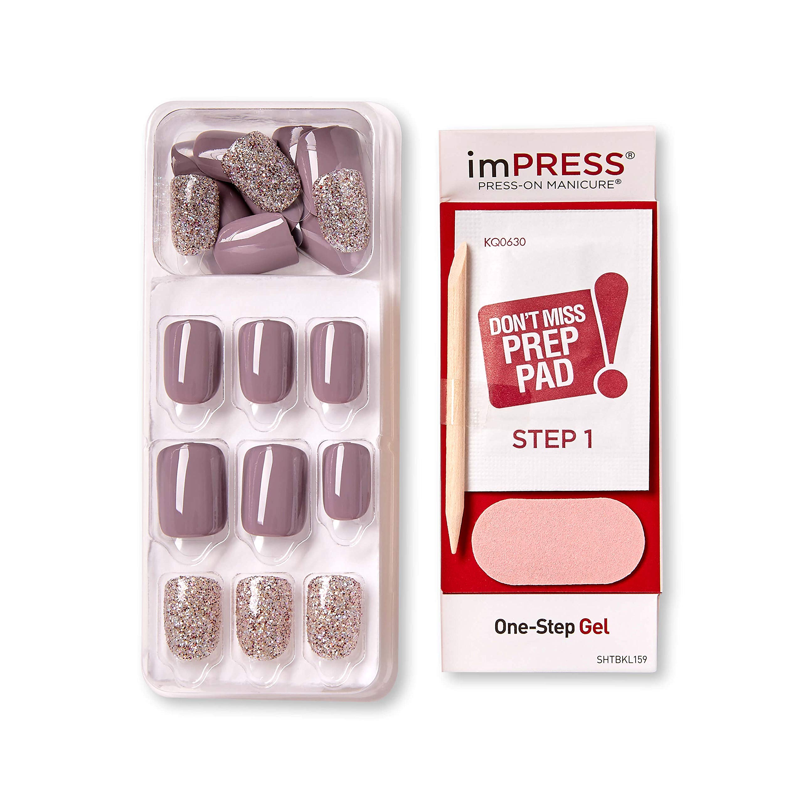Foto 5 | Press On Nails Impress Flawless Gray Short Squoval 30 Uñas - Venta Internacional.