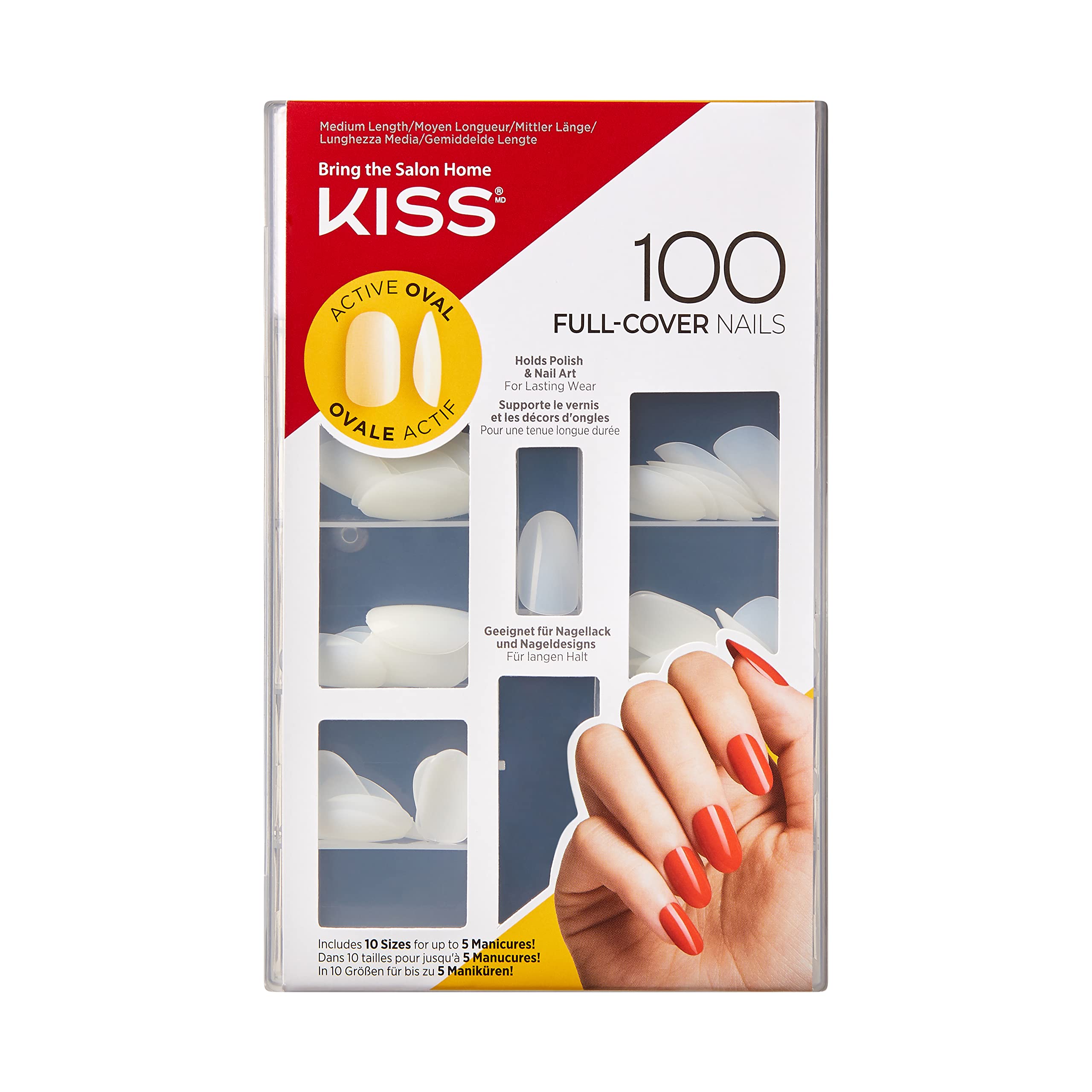 Foto 1 | Nails Kiss 100, Tapa Completa, A Presión Con Pegamento Para Uñas «active Oval» - Venta Internacional.