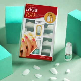 Foto 4 | Nails Kiss 100, Tapa Completa, A Presión Con Pegamento Para Uñas «active Oval» - Venta Internacional.