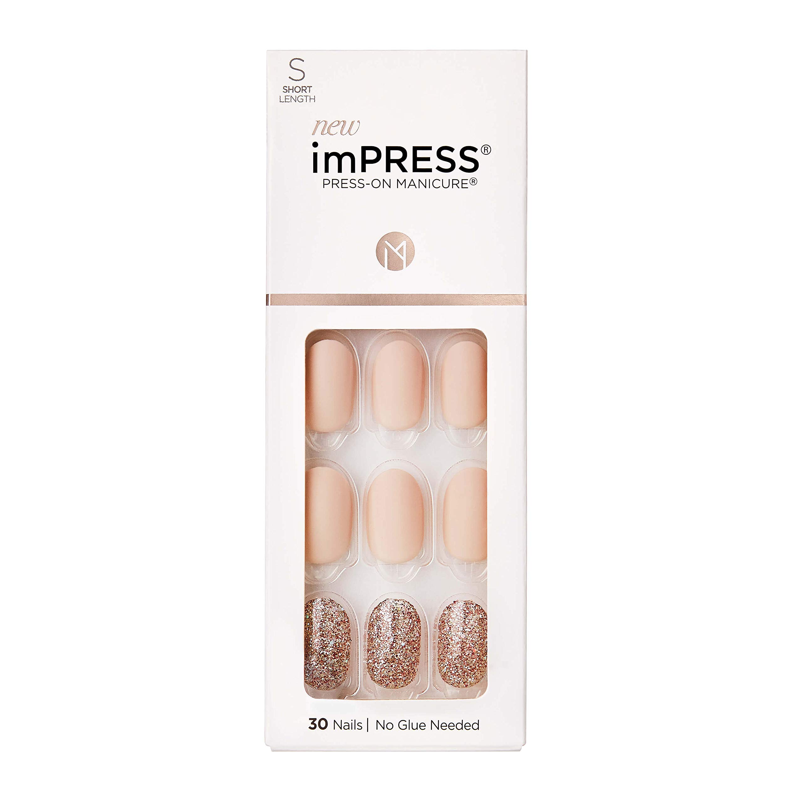 Foto 1 | Press On Nails Impress 'evanesce', Color Beige, Forma Ovalada Corta - Venta Internacional.