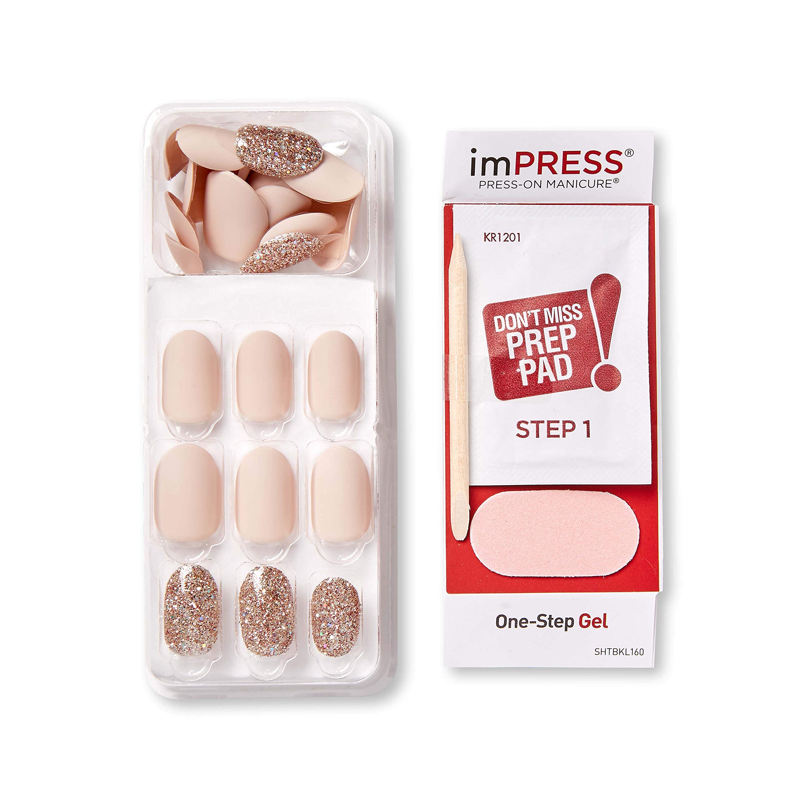 Foto 5 | Press On Nails Impress 'evanesce', Color Beige, Forma Ovalada Corta - Venta Internacional.