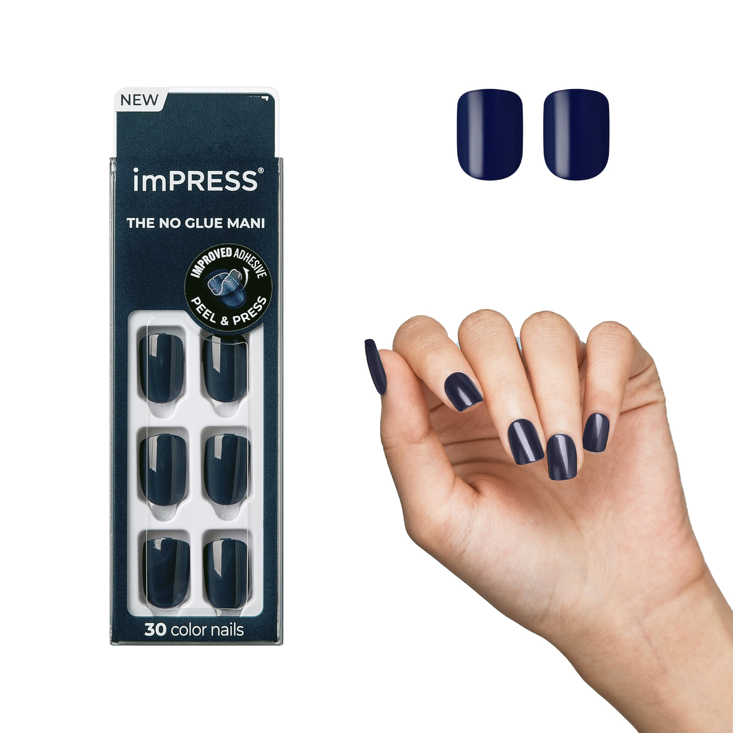 Foto 1 | Press On Nails Impress 'graytitude' Blue Short Uñas Talla 30 - Venta Internacional.