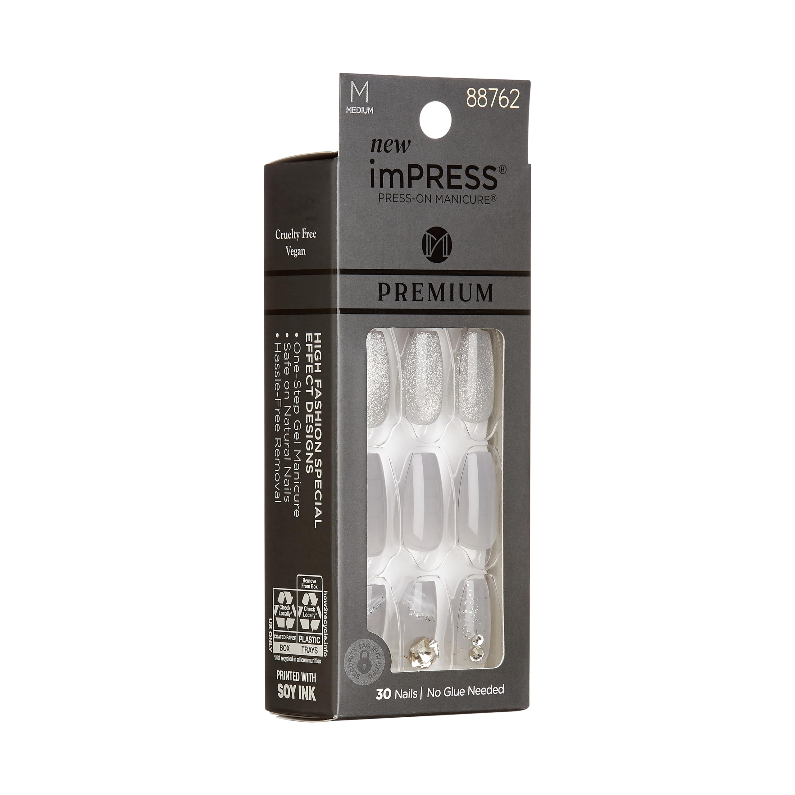 Foto 6 pulgar | Press On Nails Impress «legacy» Gris Con Forma De Ataúd, 30 Uñas - Venta Internacional.