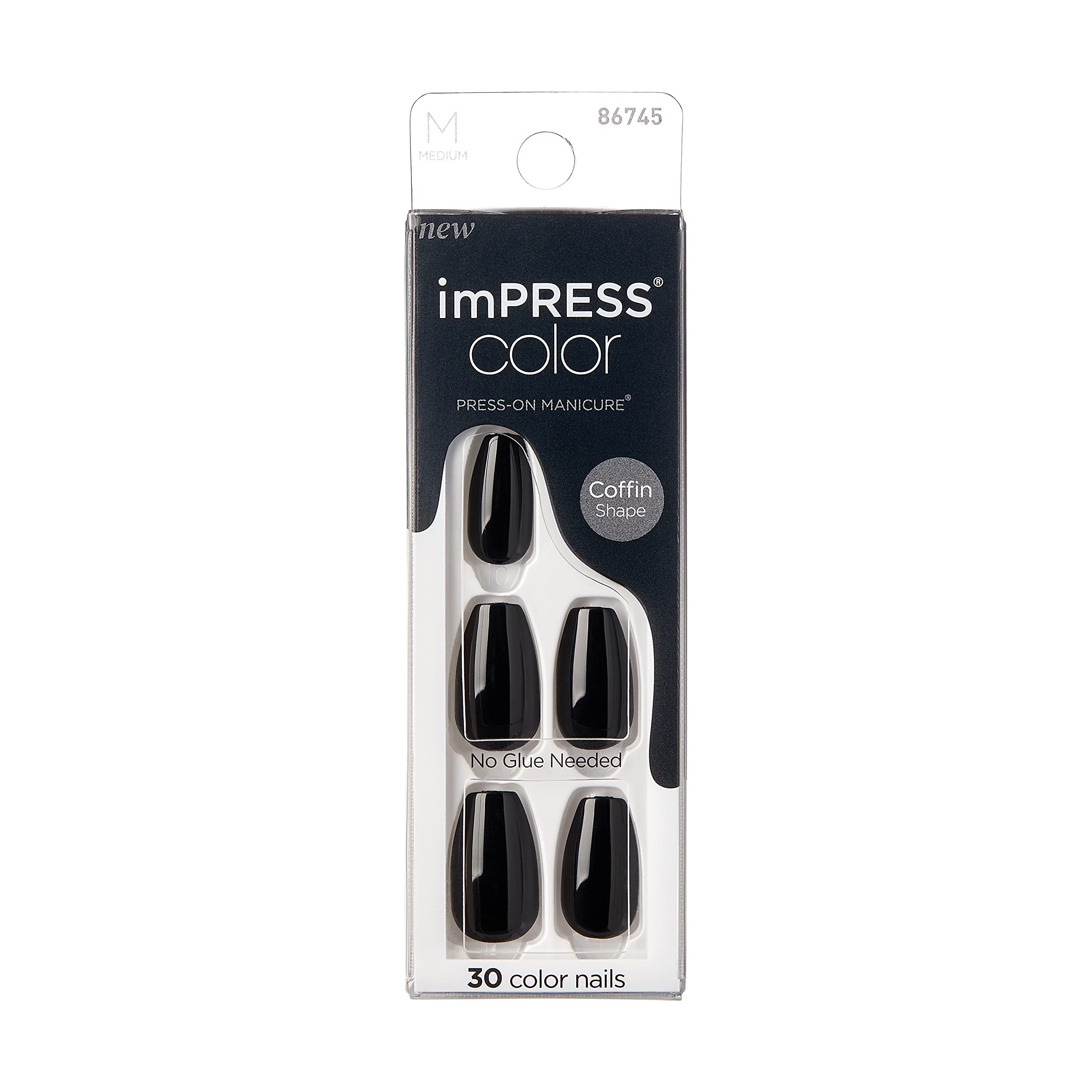 Foto 2 pulgar | Ataúd Kiss Impress No Glue Mani «all Black» De Press On Nails - Venta Internacional.