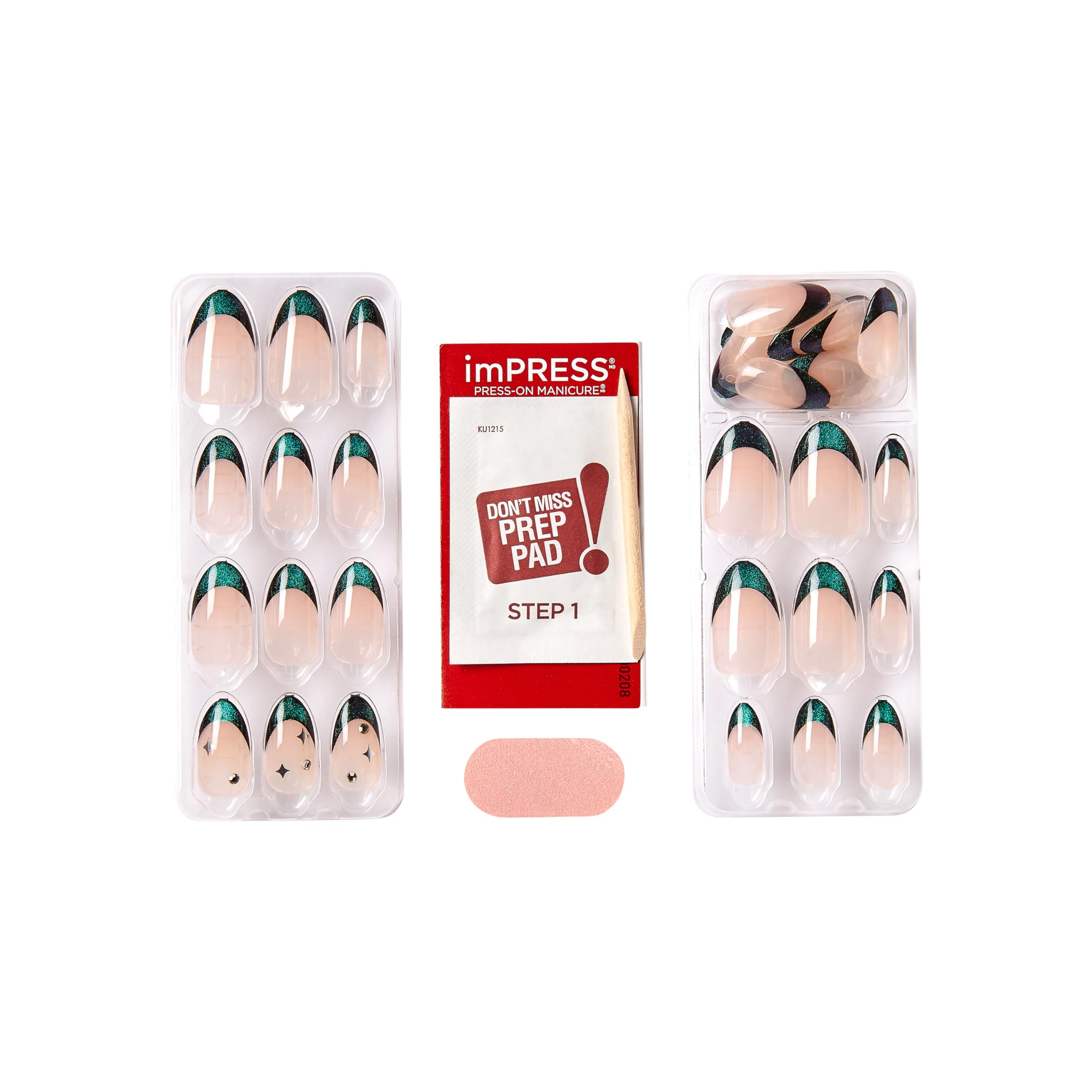 Foto 8 pulgar | Uñas A Presión Impress «visions» Con Forma De Almendra Verde - Venta Internacional.