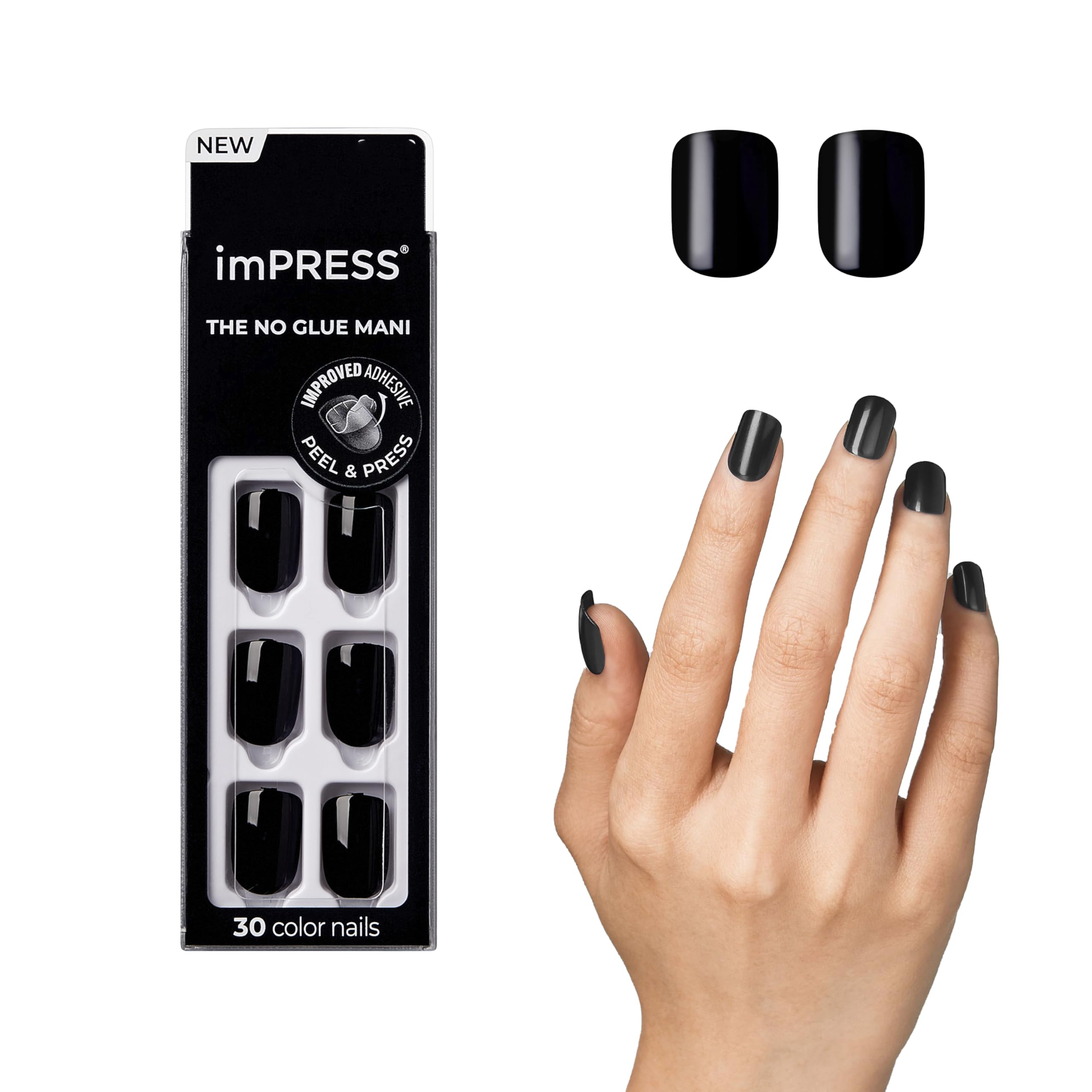 Foto 2 pulgar | Press On Nails Impress All Black Short Squoval - Venta Internacional.
