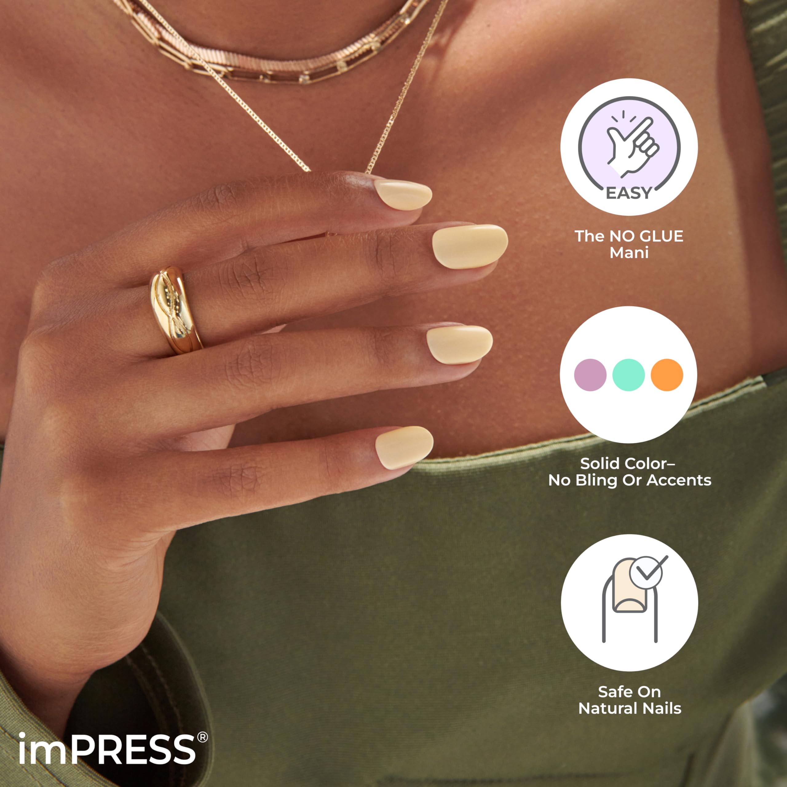Foto 5 pulgar | Press On Nails Impress Taupe Prize Nude Short Squoval - Venta Internacional.