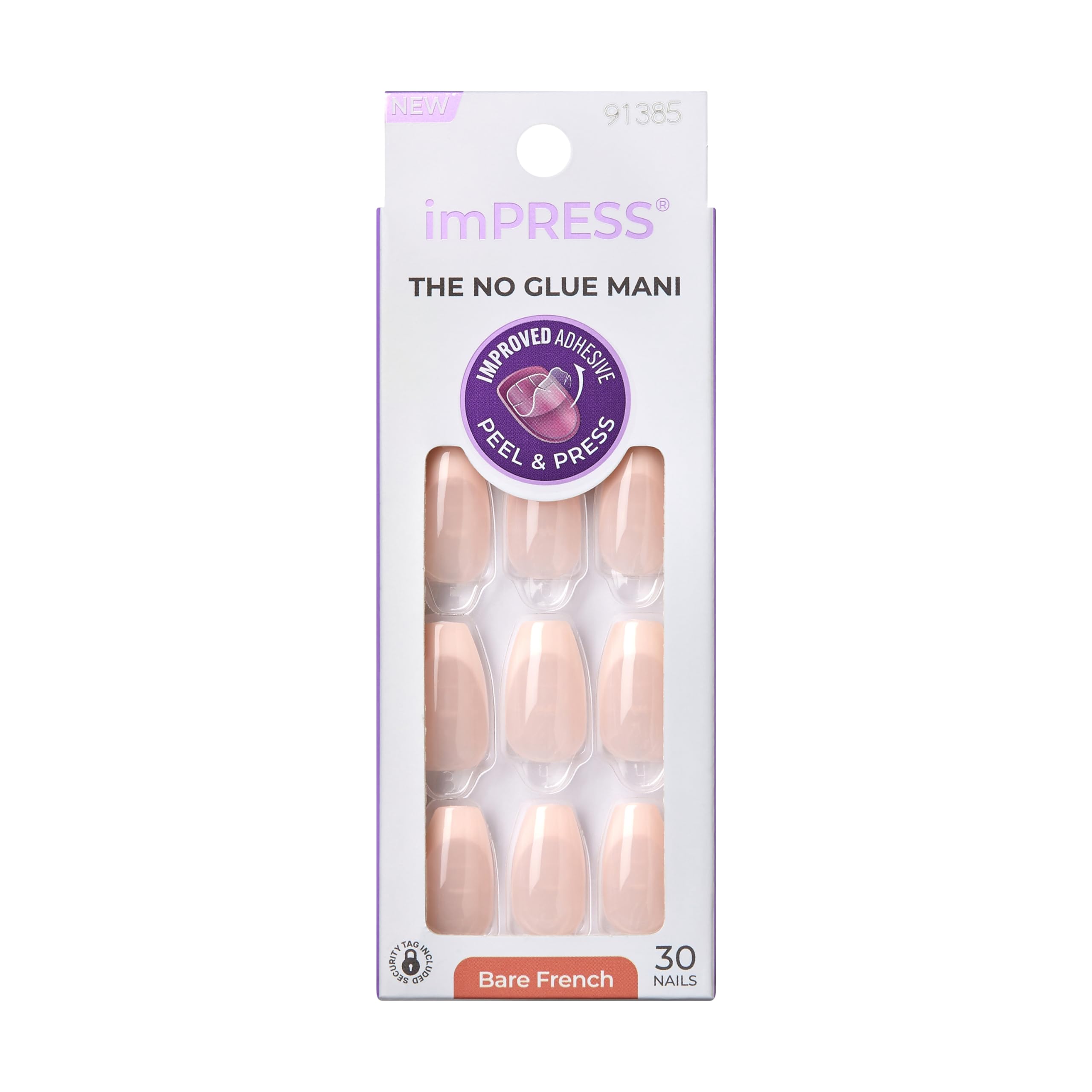 Foto 2 pulgar | Press-on Nails Impress Con Forma De Ataúd Francés «genuino» Mediano - Venta Internacional.