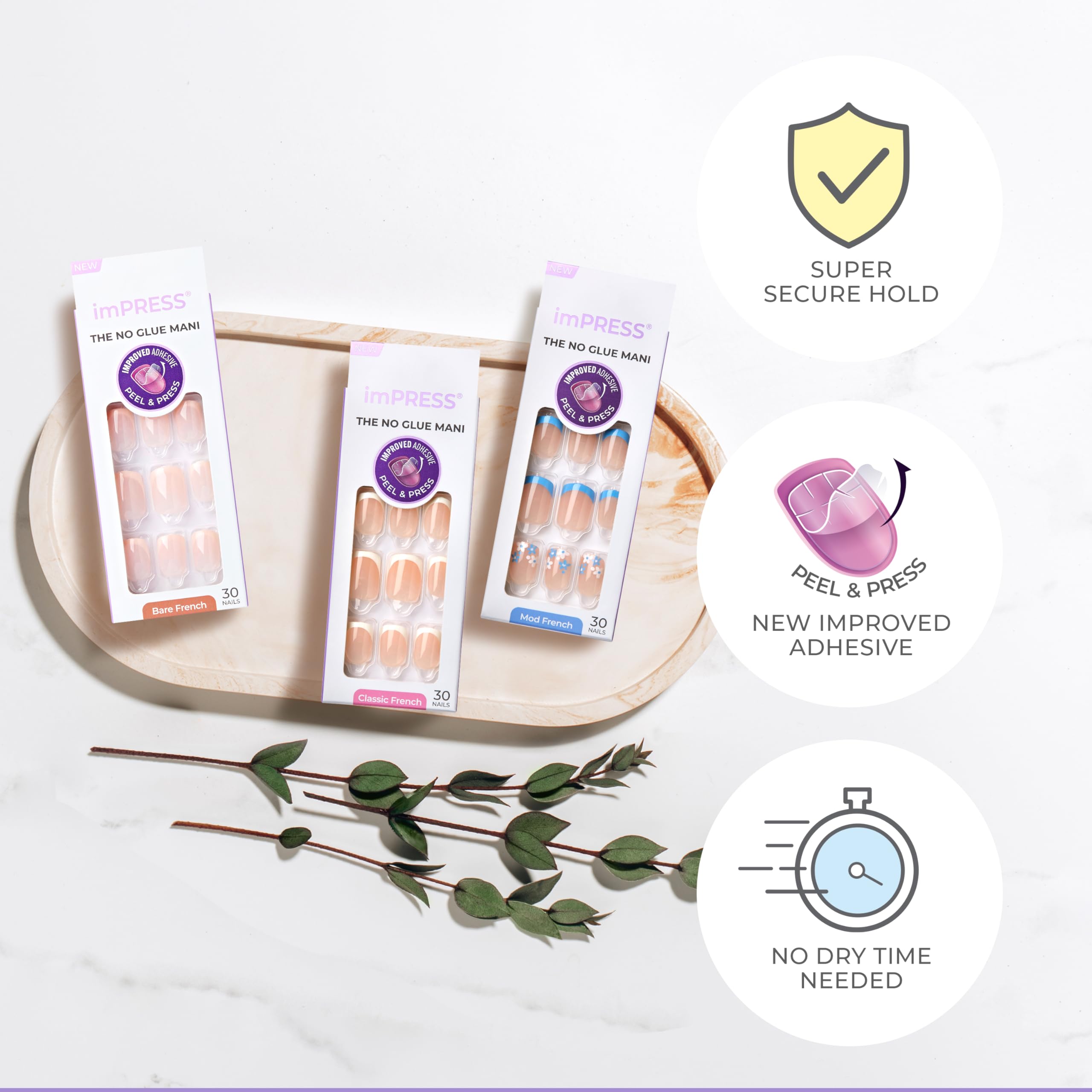 Foto 5 pulgar | Press-on Nails Impress Con Forma De Ataúd Francés «genuino» Mediano - Venta Internacional.