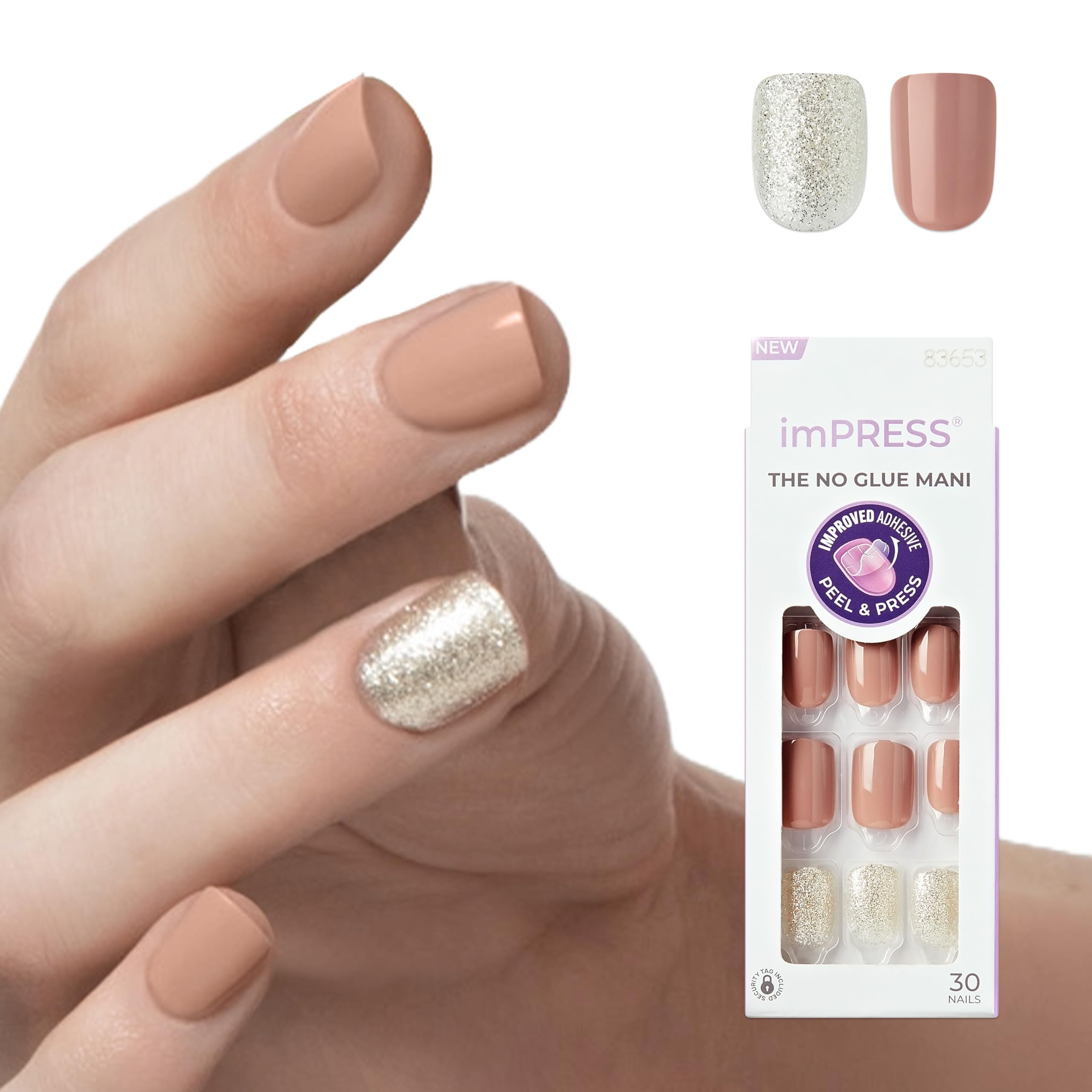 Foto 1 | Press On Nails Impress «one More Chance», Talla Corta Dorada - Venta Internacional.