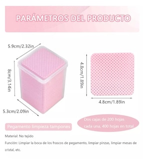 Foto 2 | Toallitas Libre De Pelusa Para Uñas Limpiar Pinza 400 Pzs Rosa