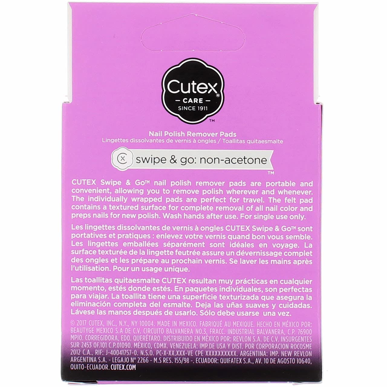 Foto 4 pulgar | Almohadillas Quitaesmalte Cutex Care Swipe & Go, 10 Almohadillas - Venta Internacional.